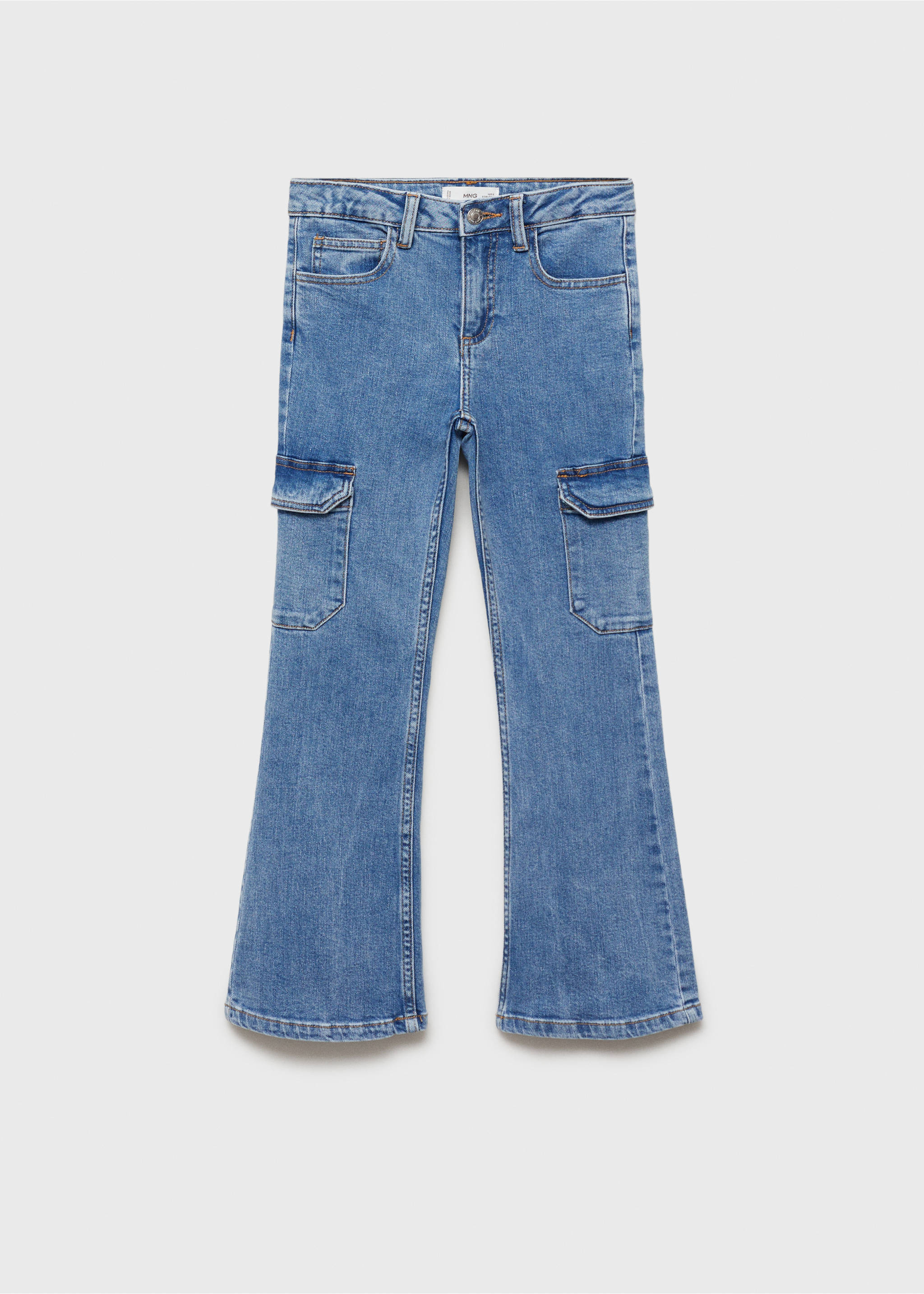 Flared cargo jeans - Article without model, Medium Blue. Ref: 87083269-00.