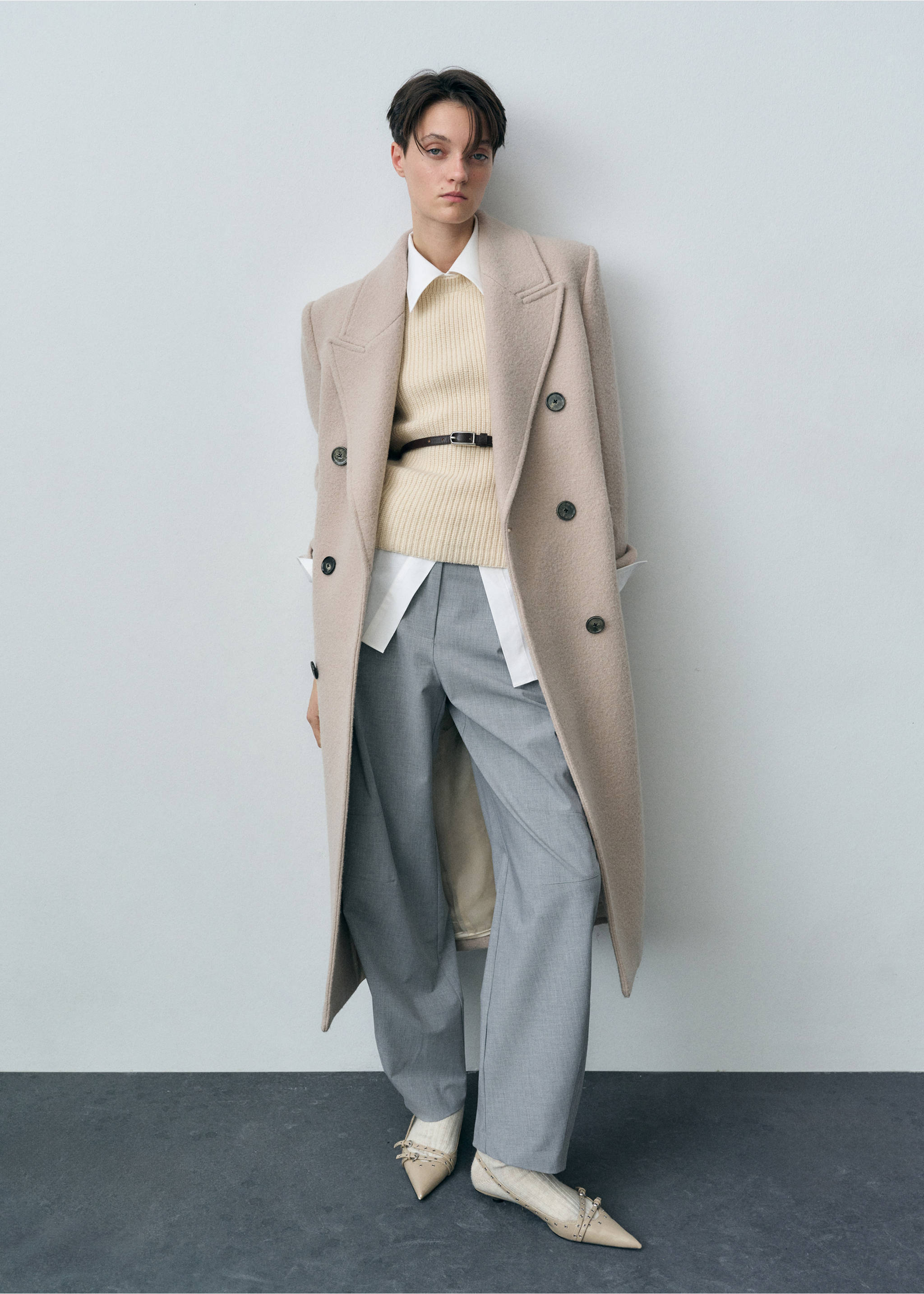 Ribbed wool-blend top - General plane, Ecru. Ref: 87083271-00.