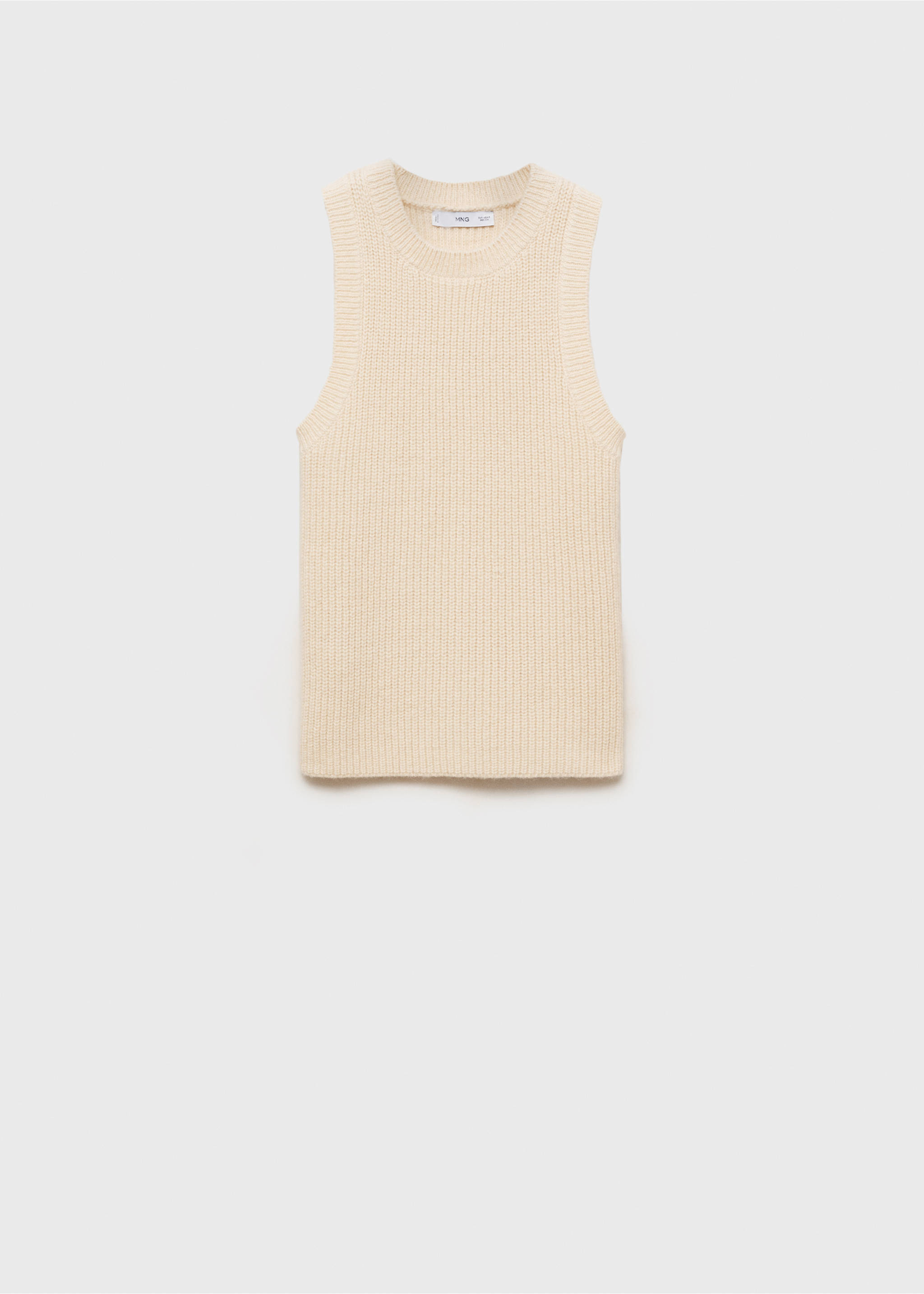 Ribbed wool-blend top - Article without model, Ecru. Ref: 87083271-00.