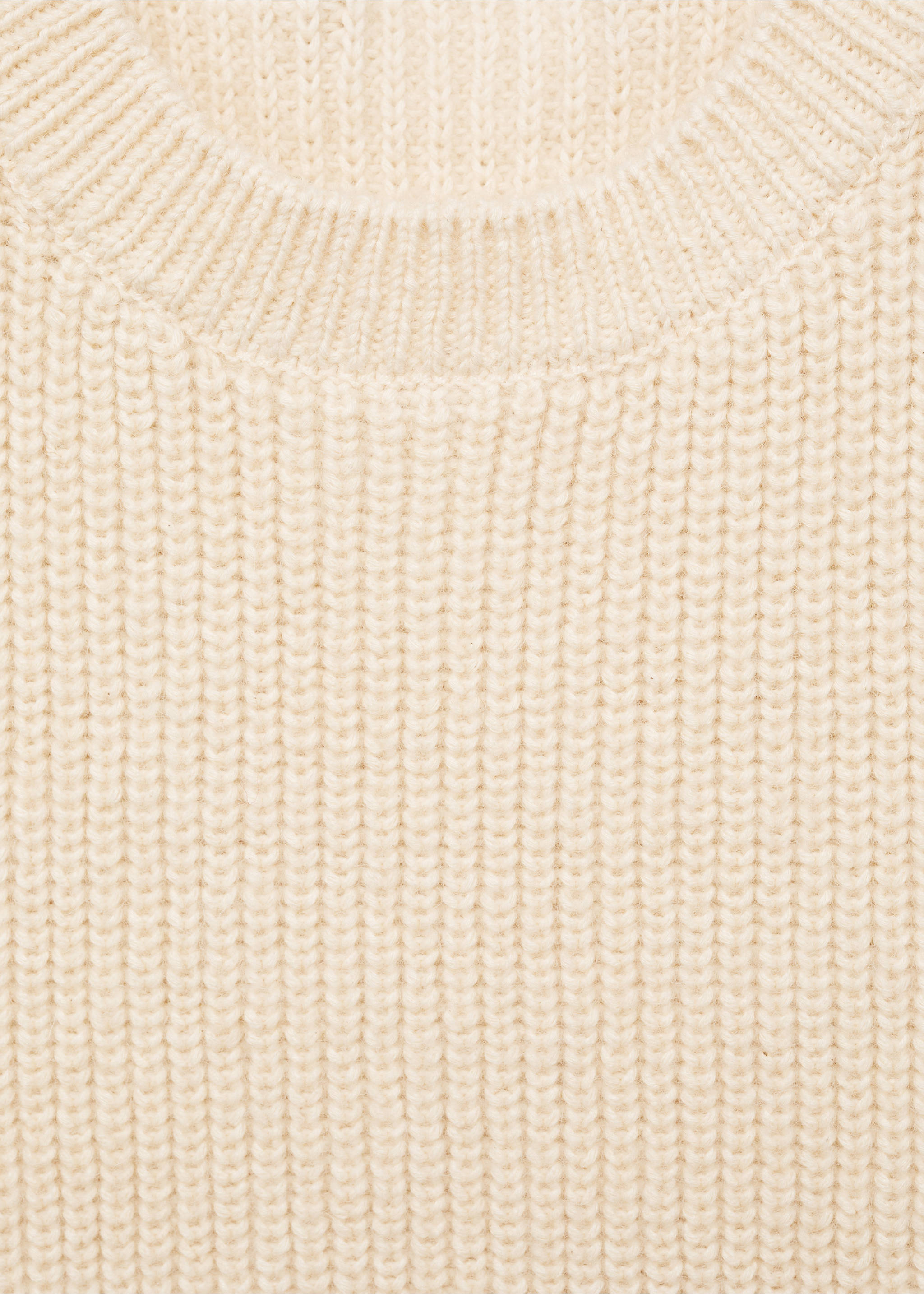 Ribbed wool-blend top - Details of the article 8, Ecru. Ref: 87083271-00.