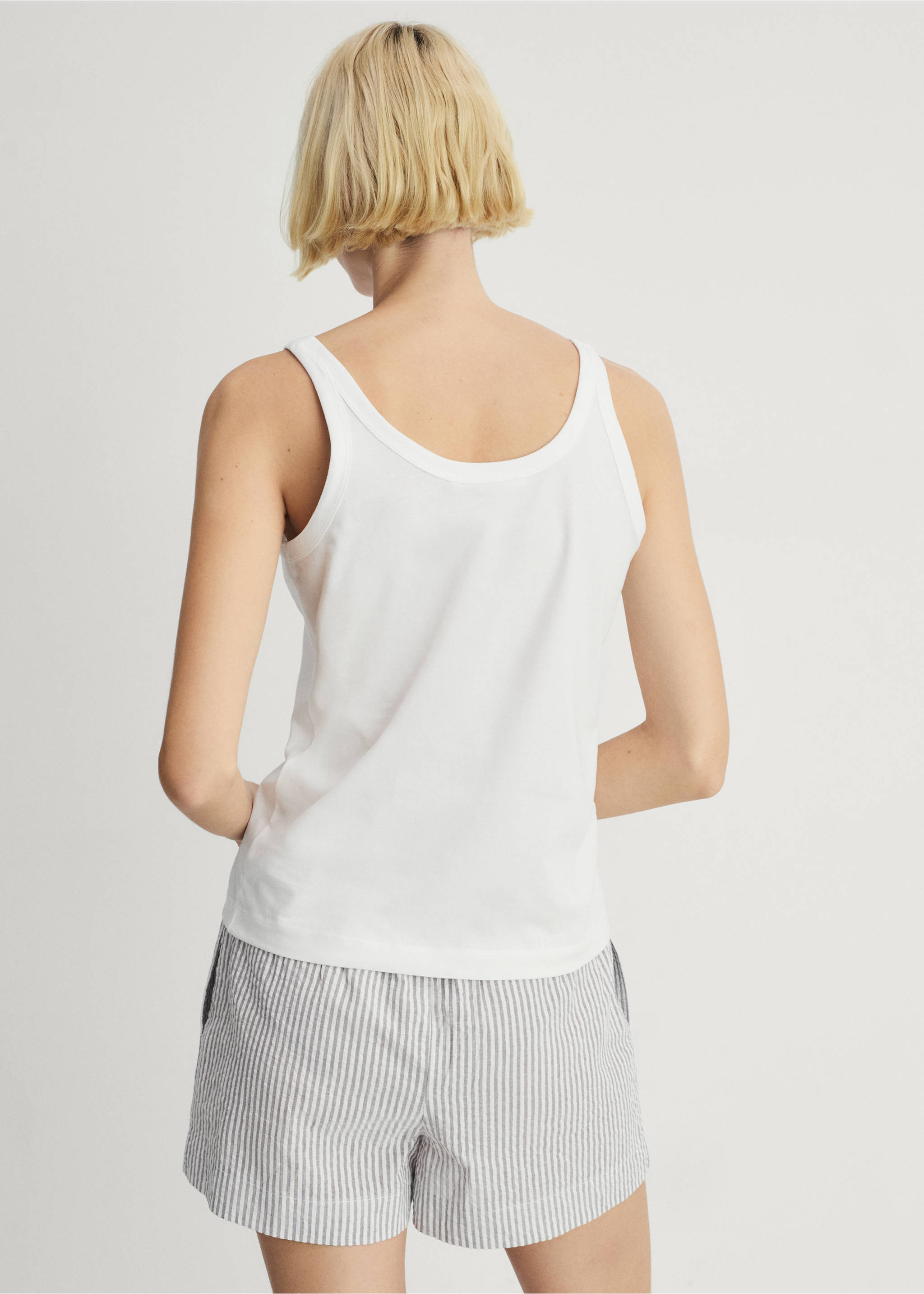 Pijama de duas peças às riscas - Verso do artigo, Cinzento-médio. Ref: 87083274-00.