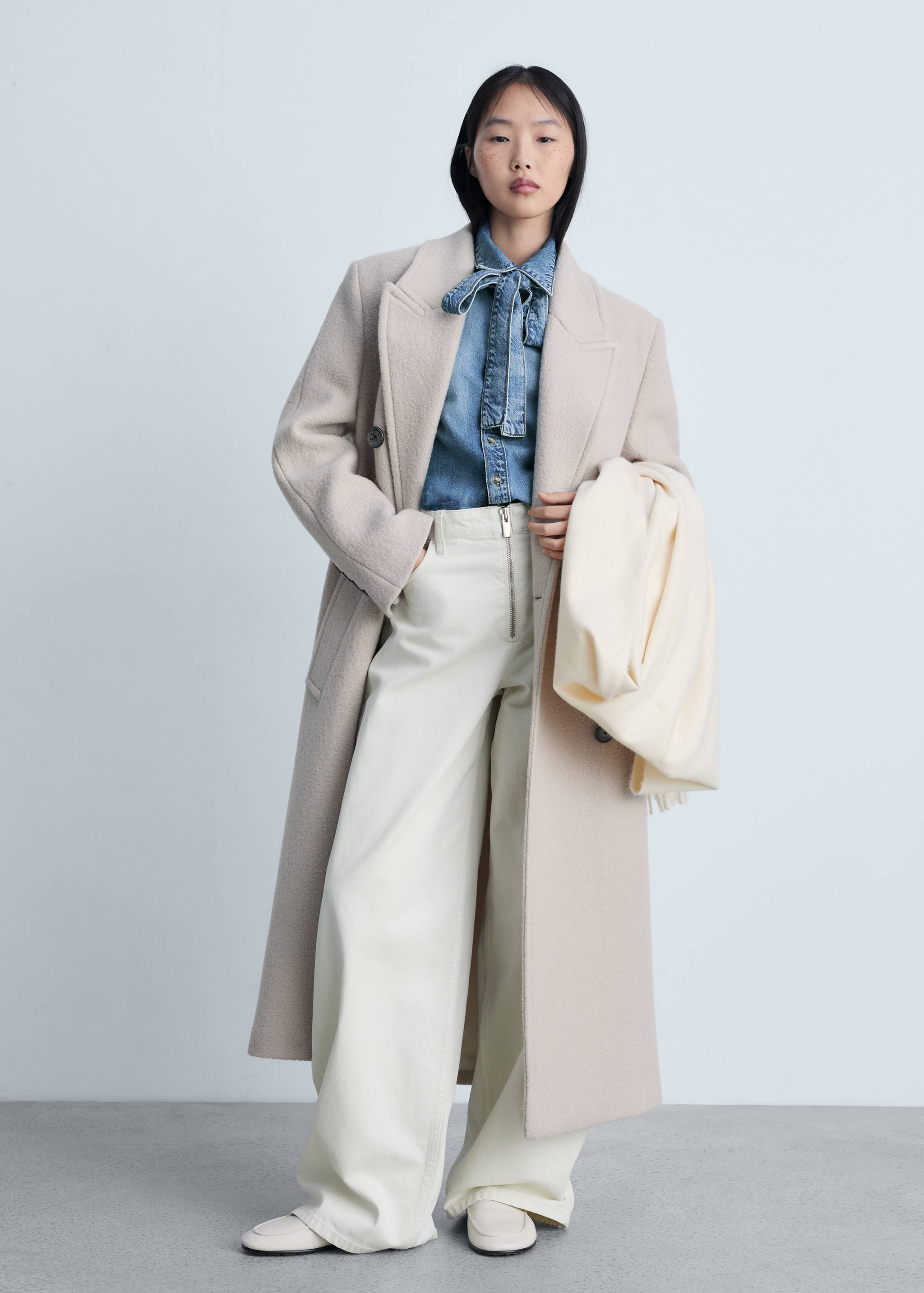 Denim shirt with bow - General plane