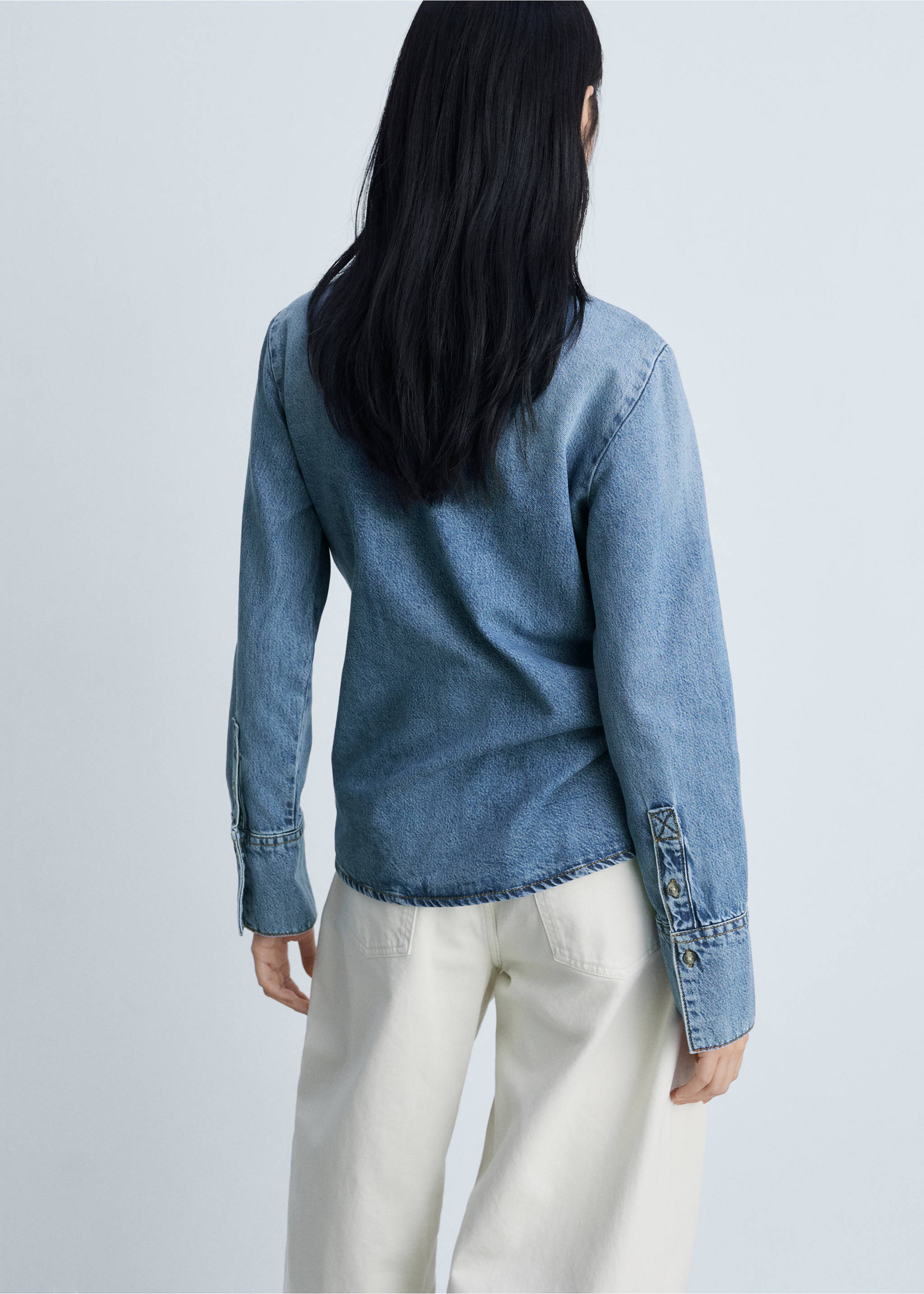 Camisa texana llaç - Revers de l'article, Blau mitjà. Ref: 87083275-00.