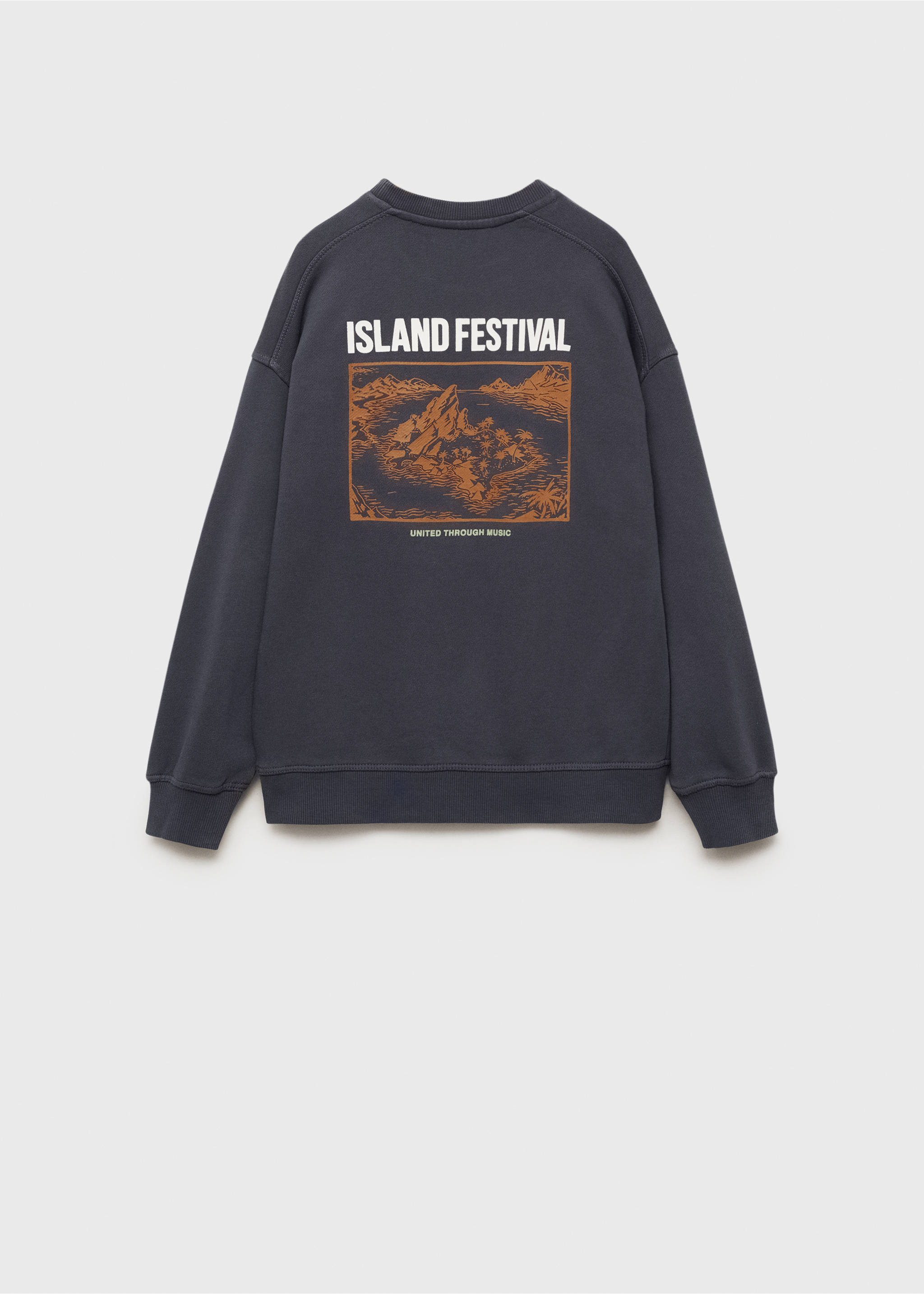 Baumwoll-Sweatshirt mit Tasche - Rückseite des Artikels, Anthrazit. Ref: 87083276-00.
