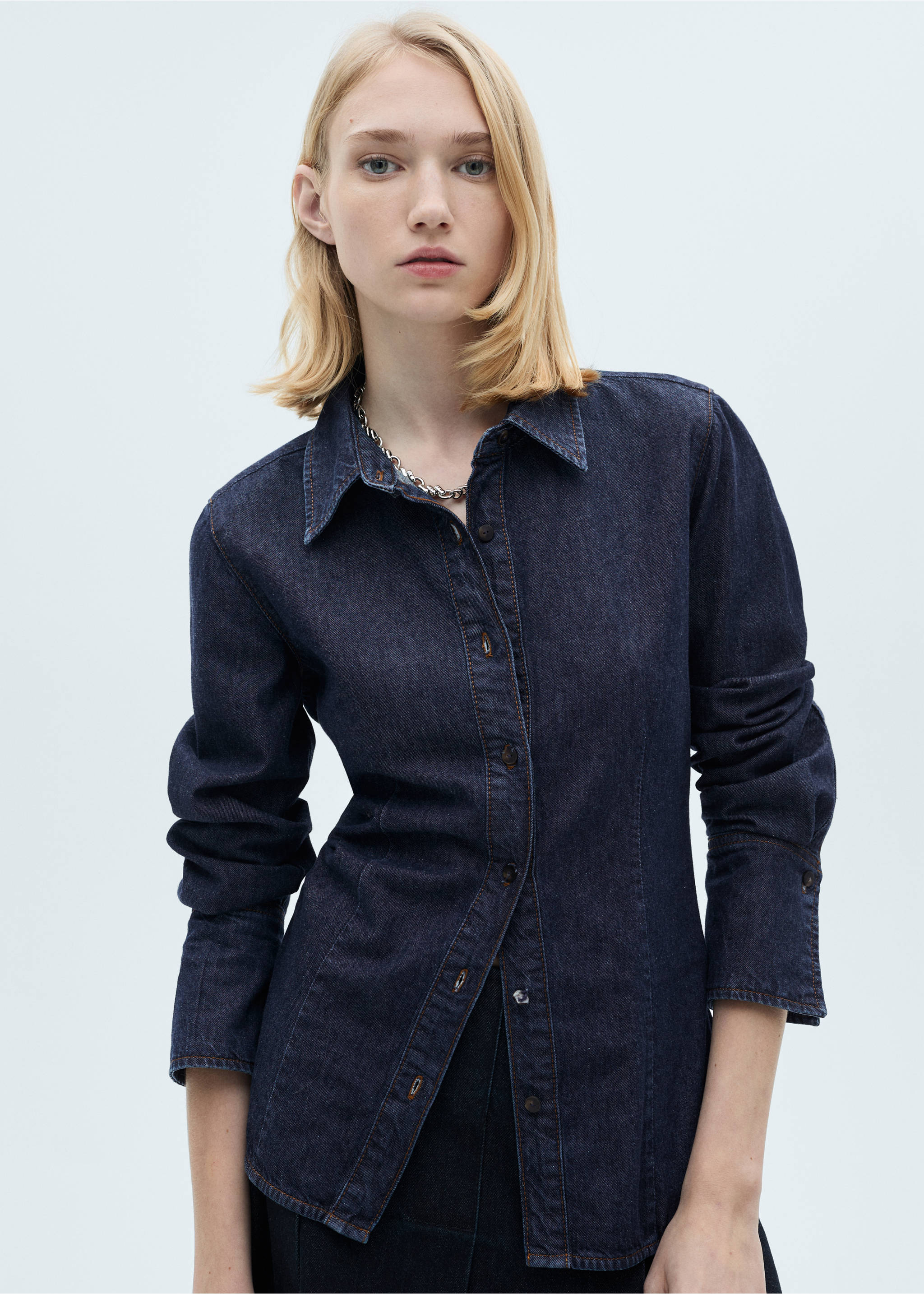 Rinse-wash denim shirt - Medium plane, Open Blue. Ref: 87083277-00.