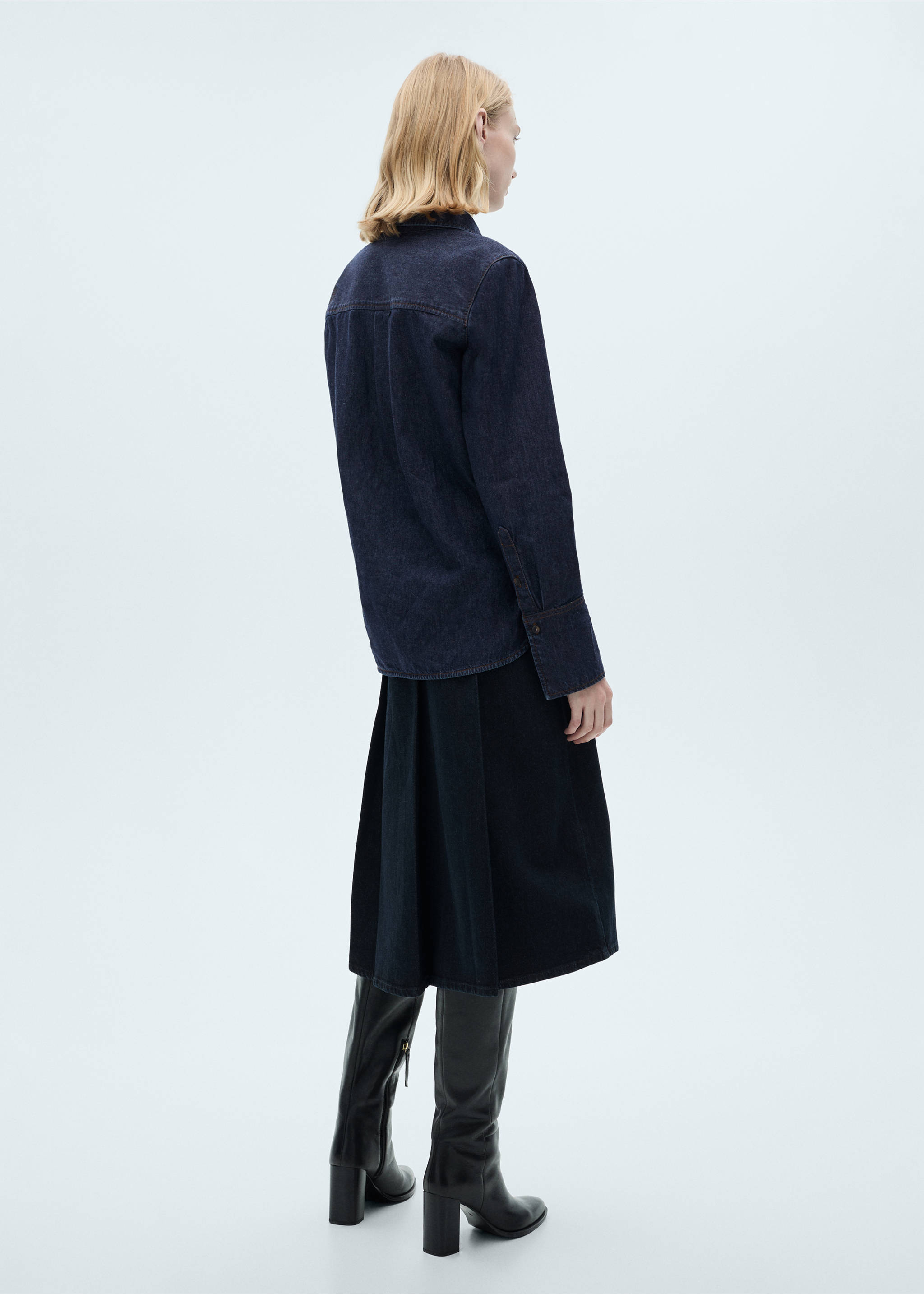 Rinse-wash denim shirt - Reverse of the article, Open Blue. Ref: 87083277-00.