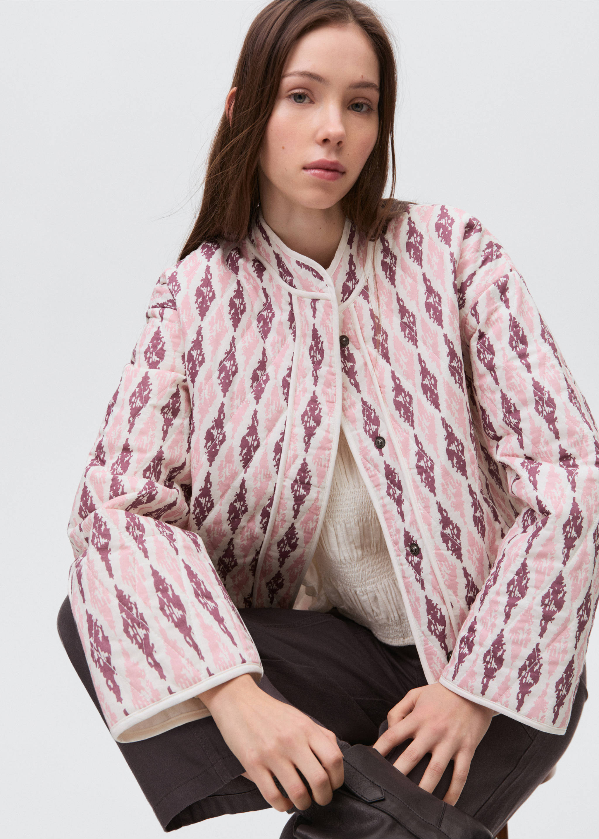 Gesteppte Baumwolljacke - Detail des Artikels 2, Pastellrosa. Ref: 87083278-00.