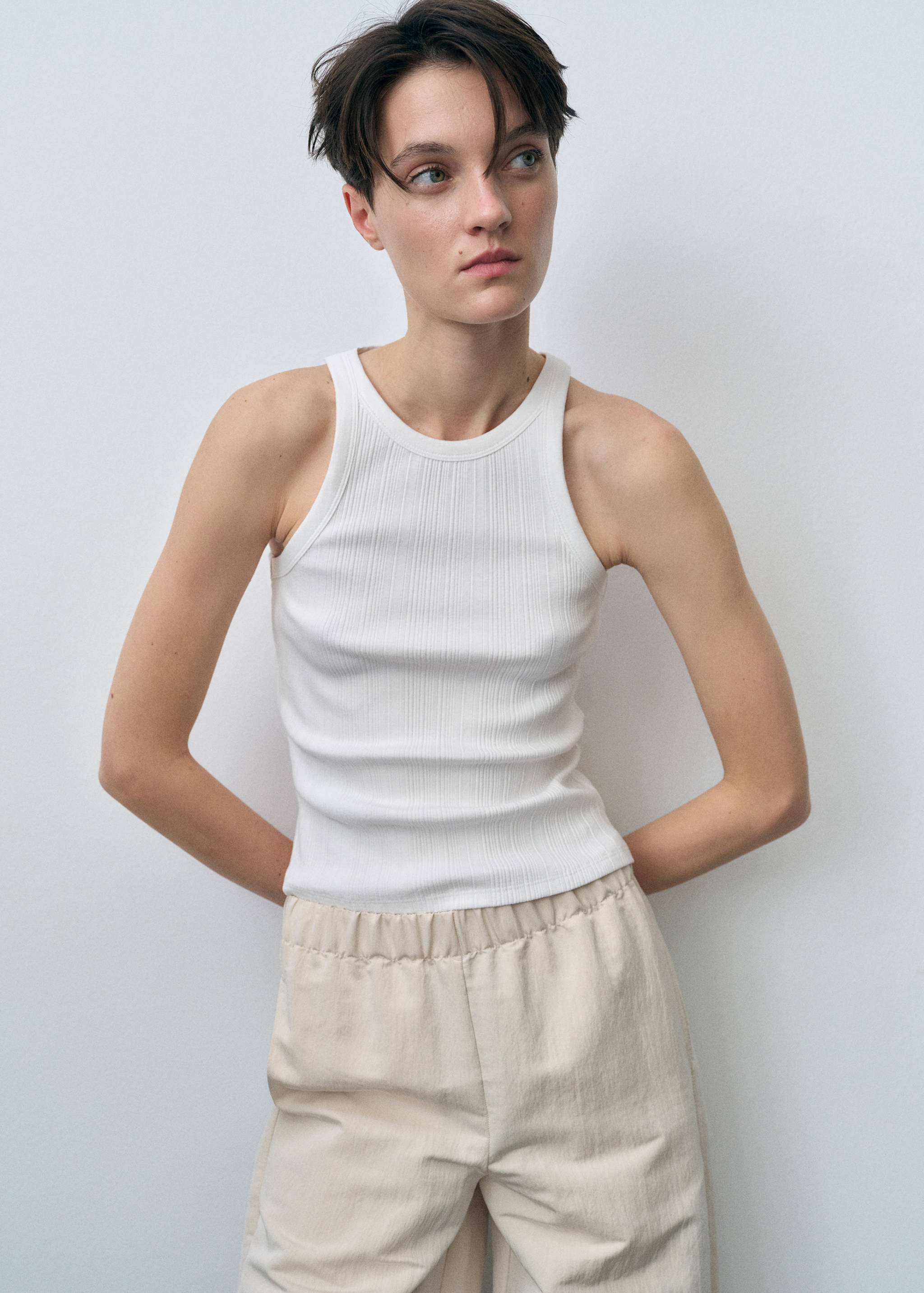 Cotton halter-neck top - Medium plane
