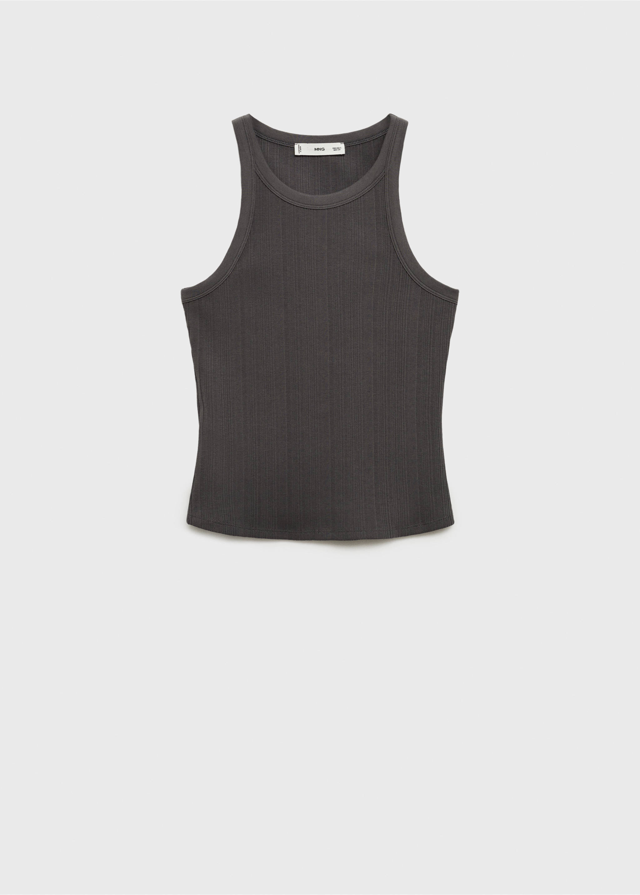 Cotton halter-neck top - Article without model, Charcoal. Ref: 87083290-00.