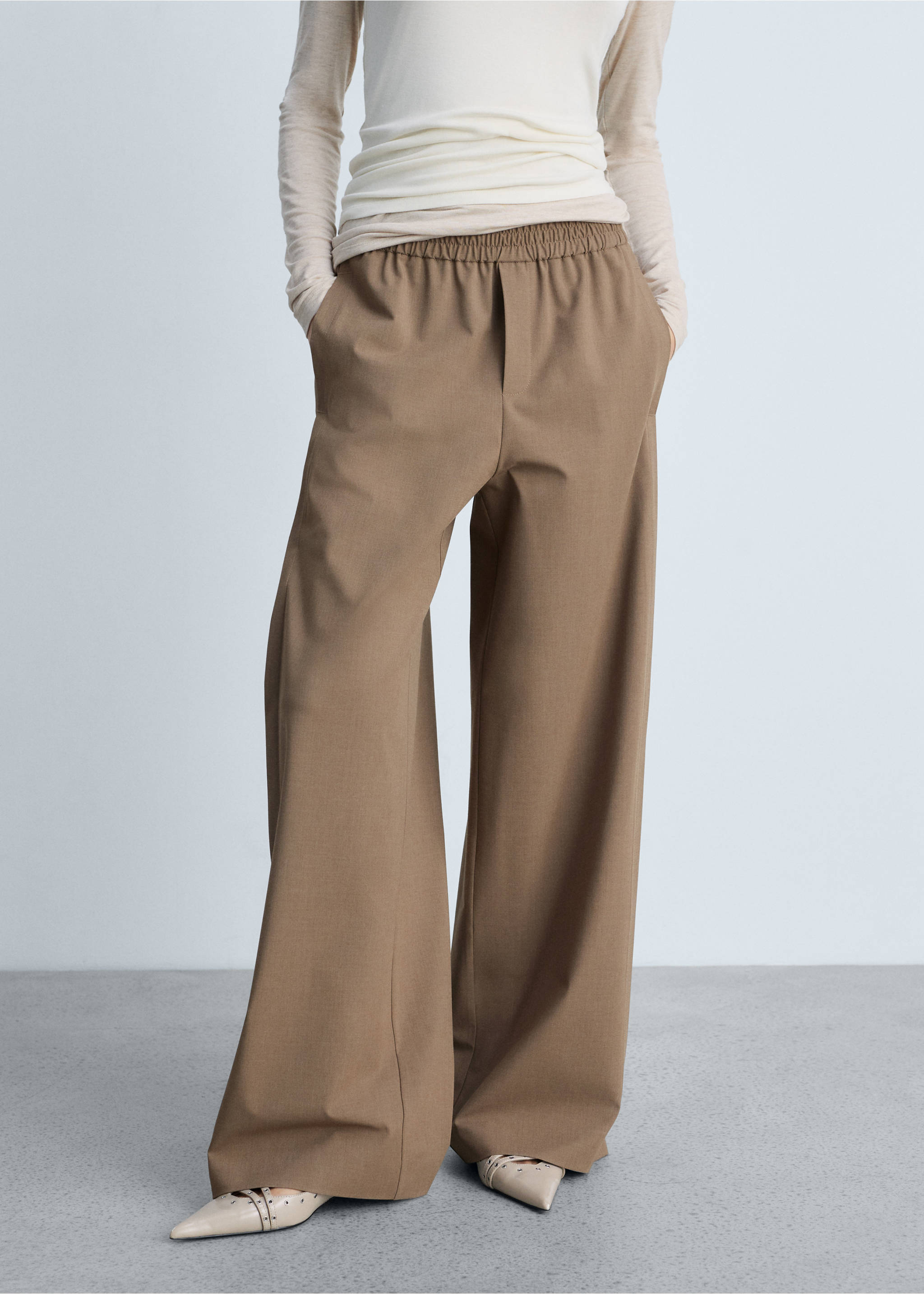 Wide leg jogger trousers - Medium plane, Medium Brown. Ref: 87083295-00.