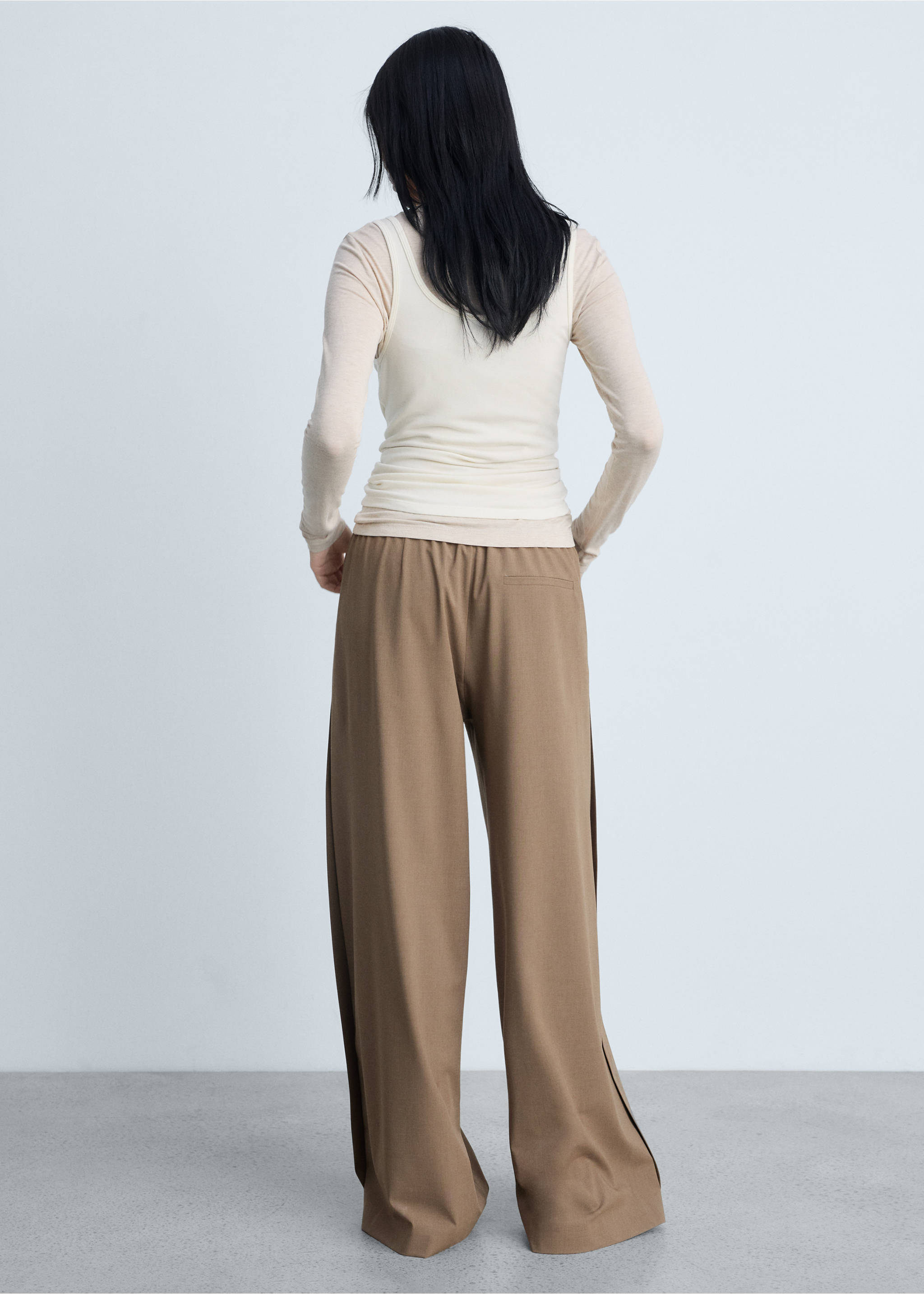 Wide leg jogger trousers - Reverse of the article, Medium Brown. Ref: 87083295-00.