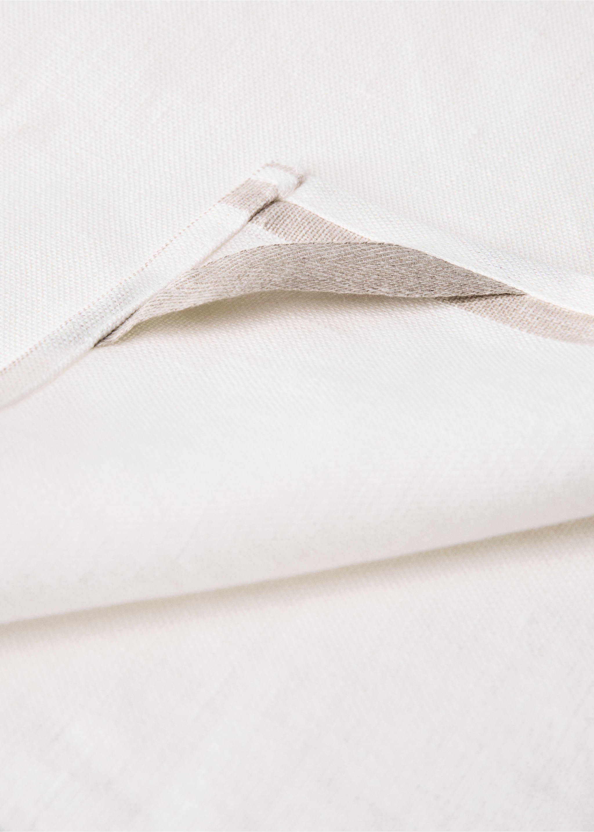 Close-up of an off-white kitchen towel corner detail., Sand. Ref: 87083309-00.