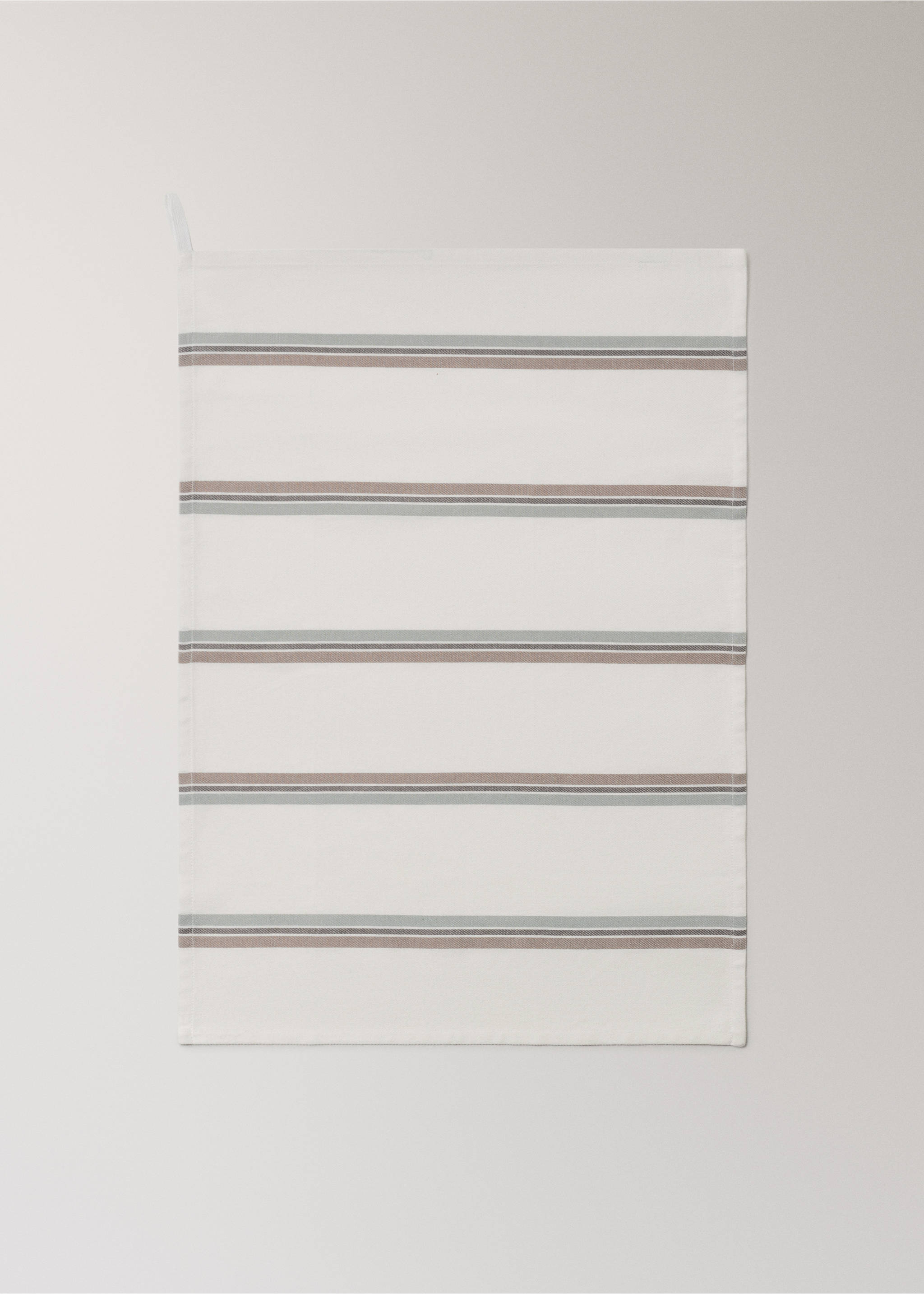 Cotton yarn-dyed striped kitchen towel - Details of the article 1, White. Ref: 87083312-00.