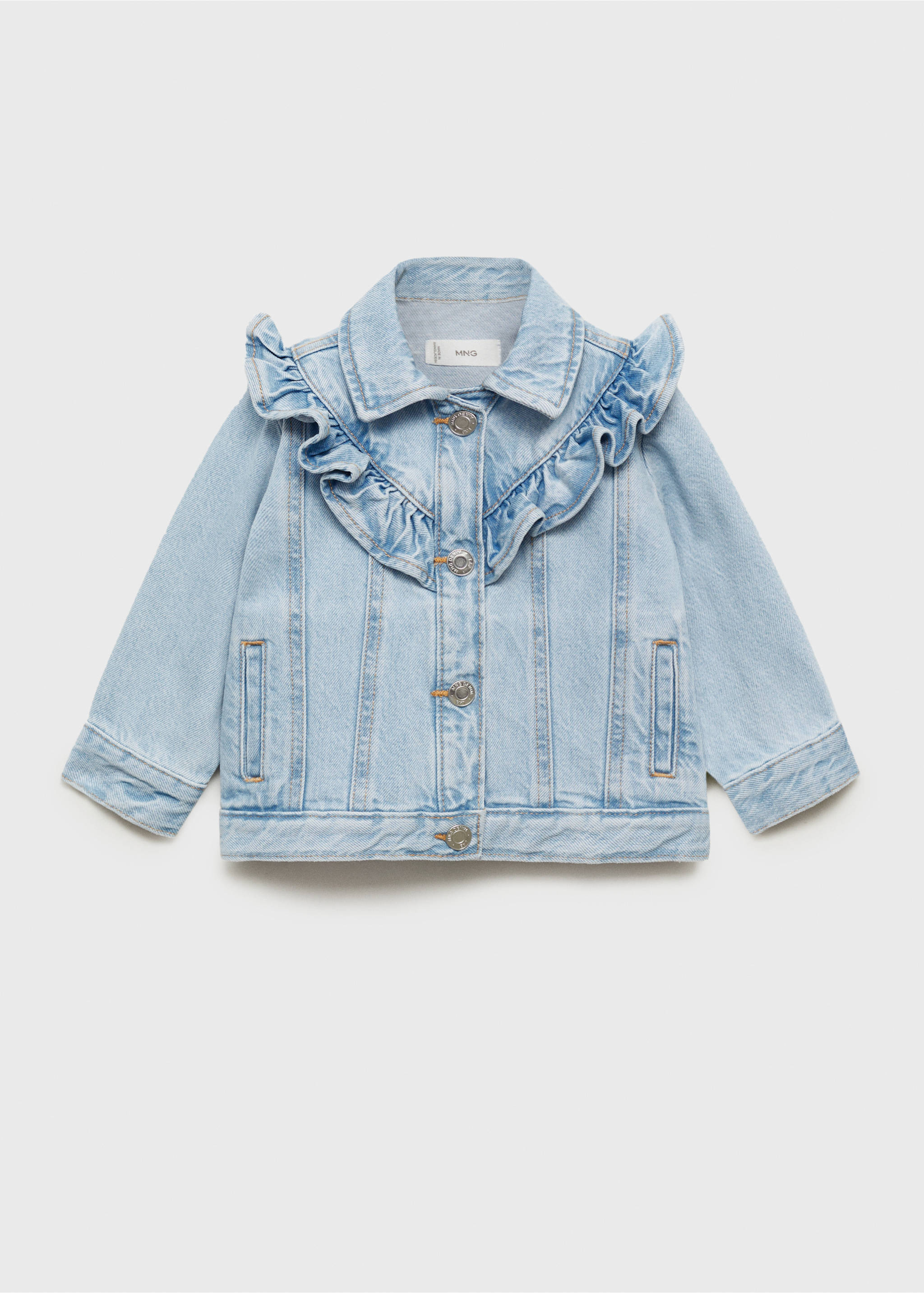 Jeansjacke mit Volantdetails - Artikel ohne Model, Hellblau. Ref: 87083632-00.
