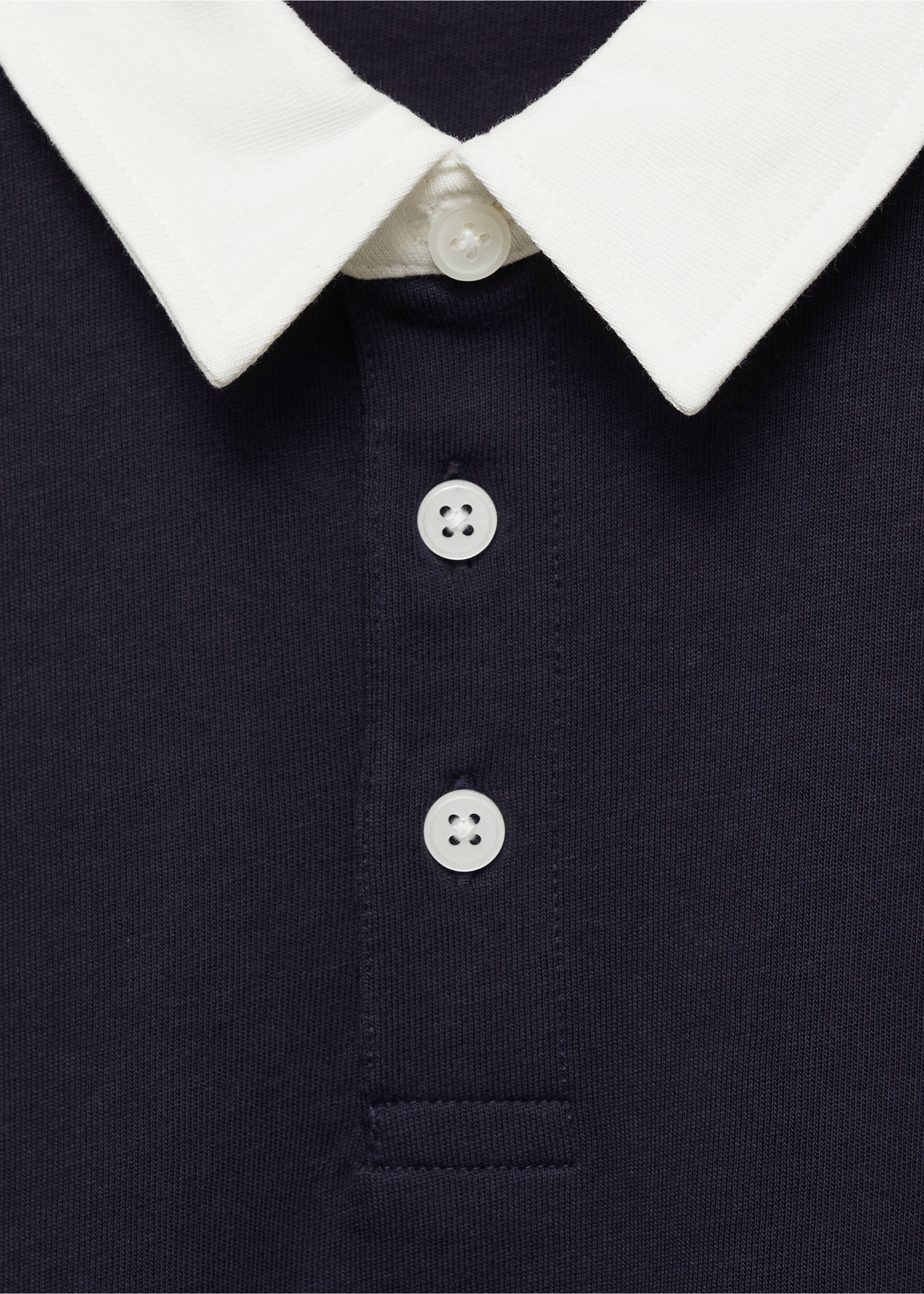 Polo algodón cuello contraste - Detalle del artículo 8, Azul marino oscuro. Ref: 87083641-00.