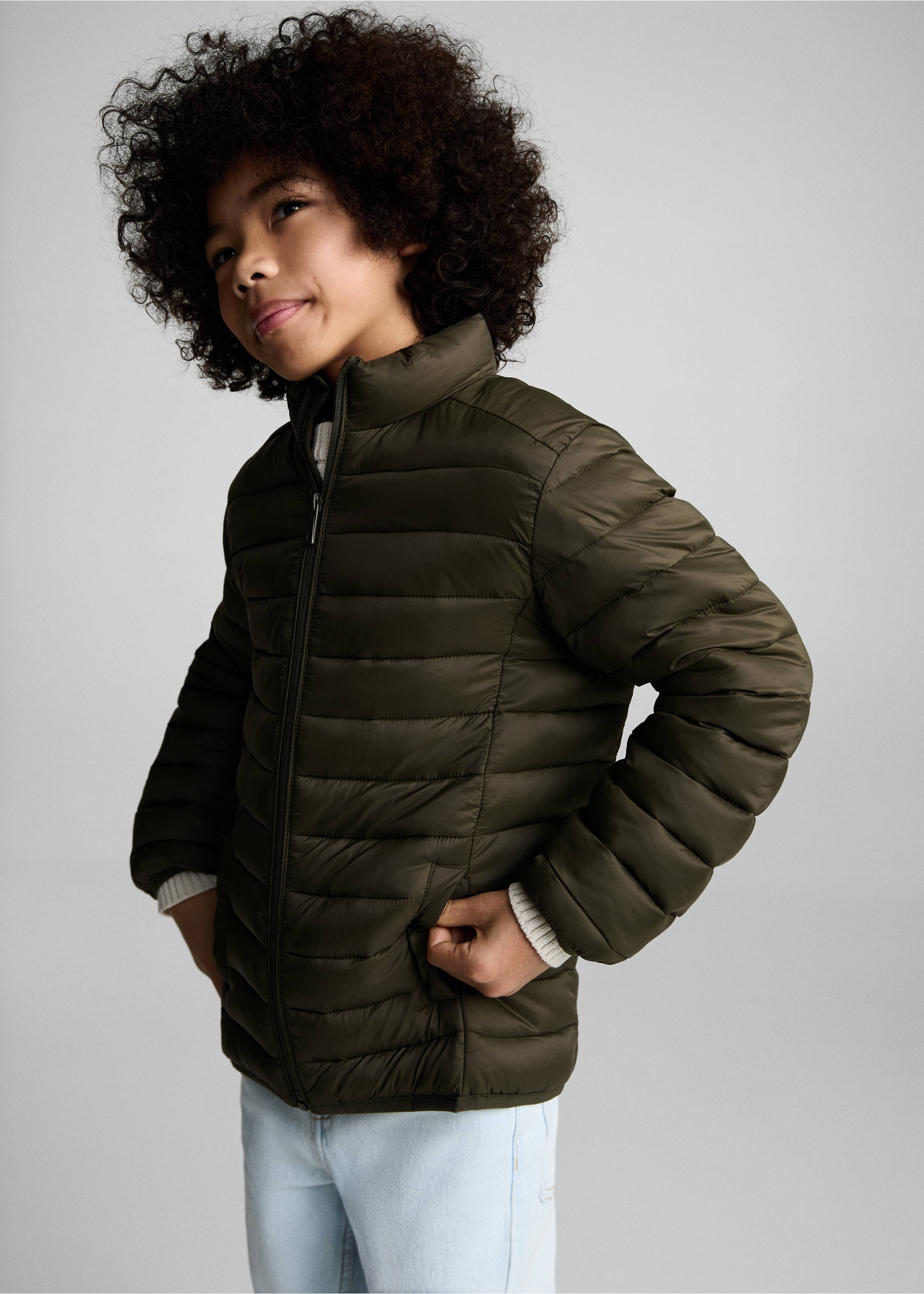 Anorak matelassé imperméable à losanges - Plan moyen, Kaki. Ref: 87083650-00.
