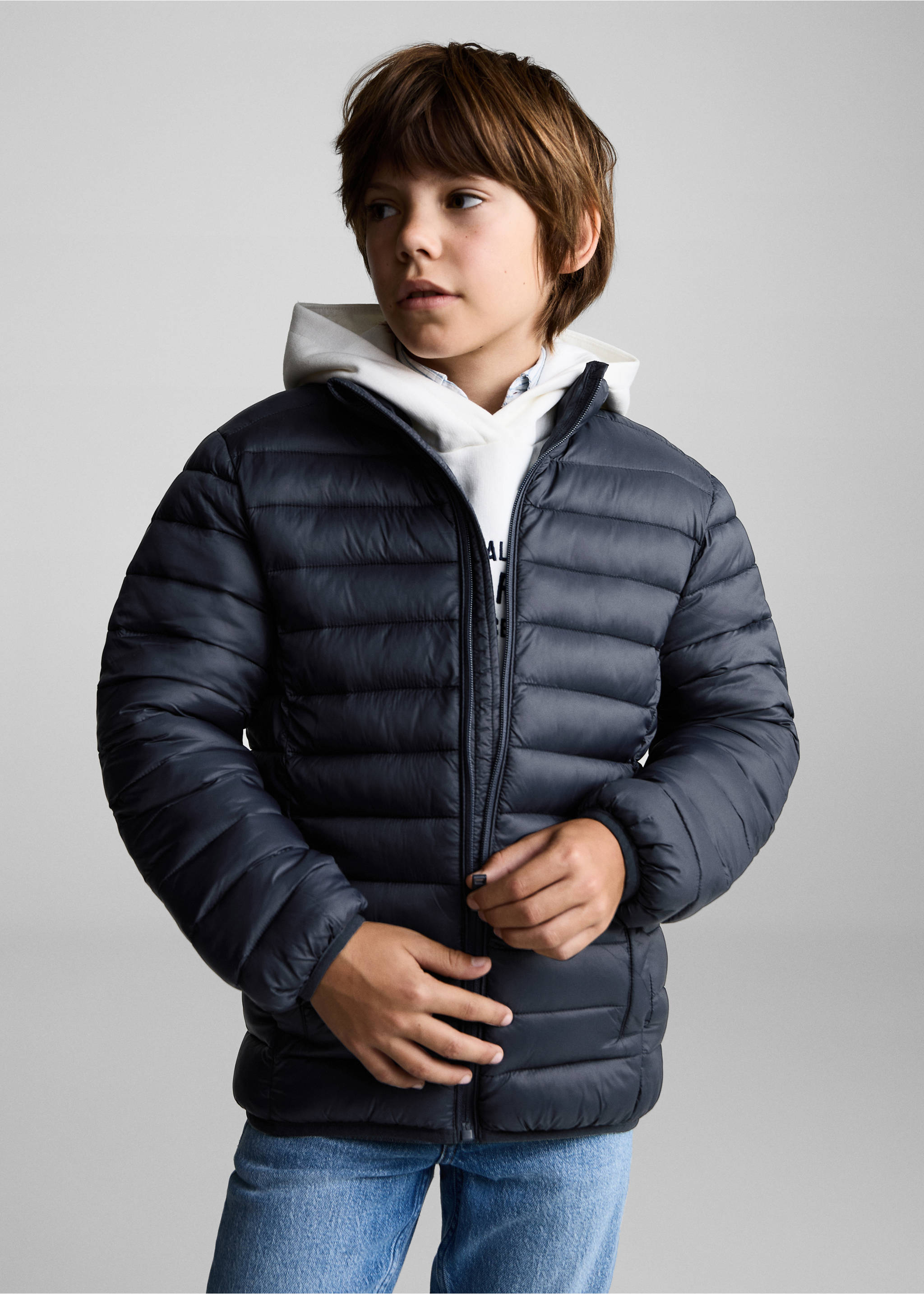 Anorak acolchado - Plano medio, Azul marino oscuro. Ref: 87083650-00.