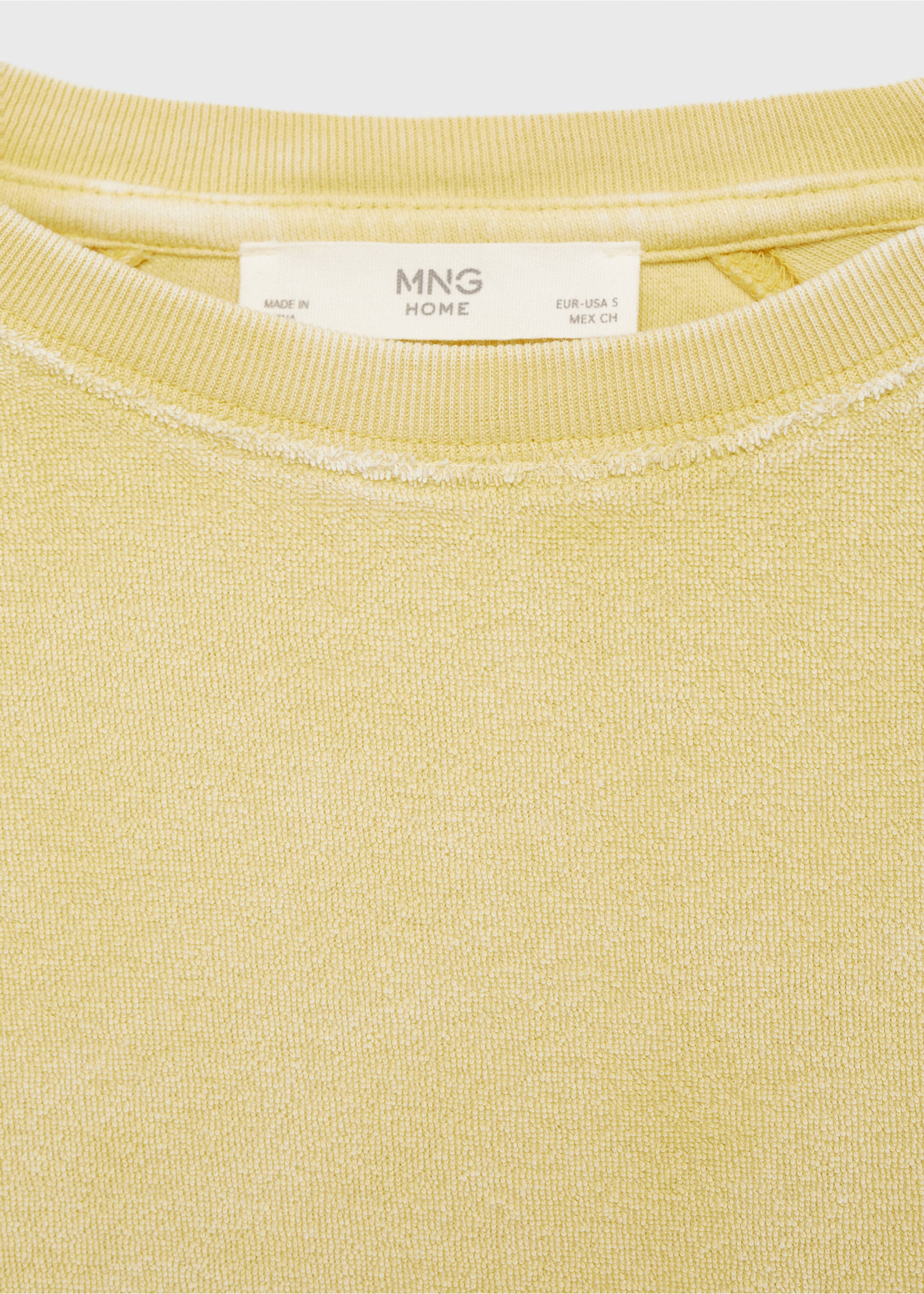 Overdyed terry cotton t-shirt - Details of the article 8, Mustard. Ref: 87083652-00.