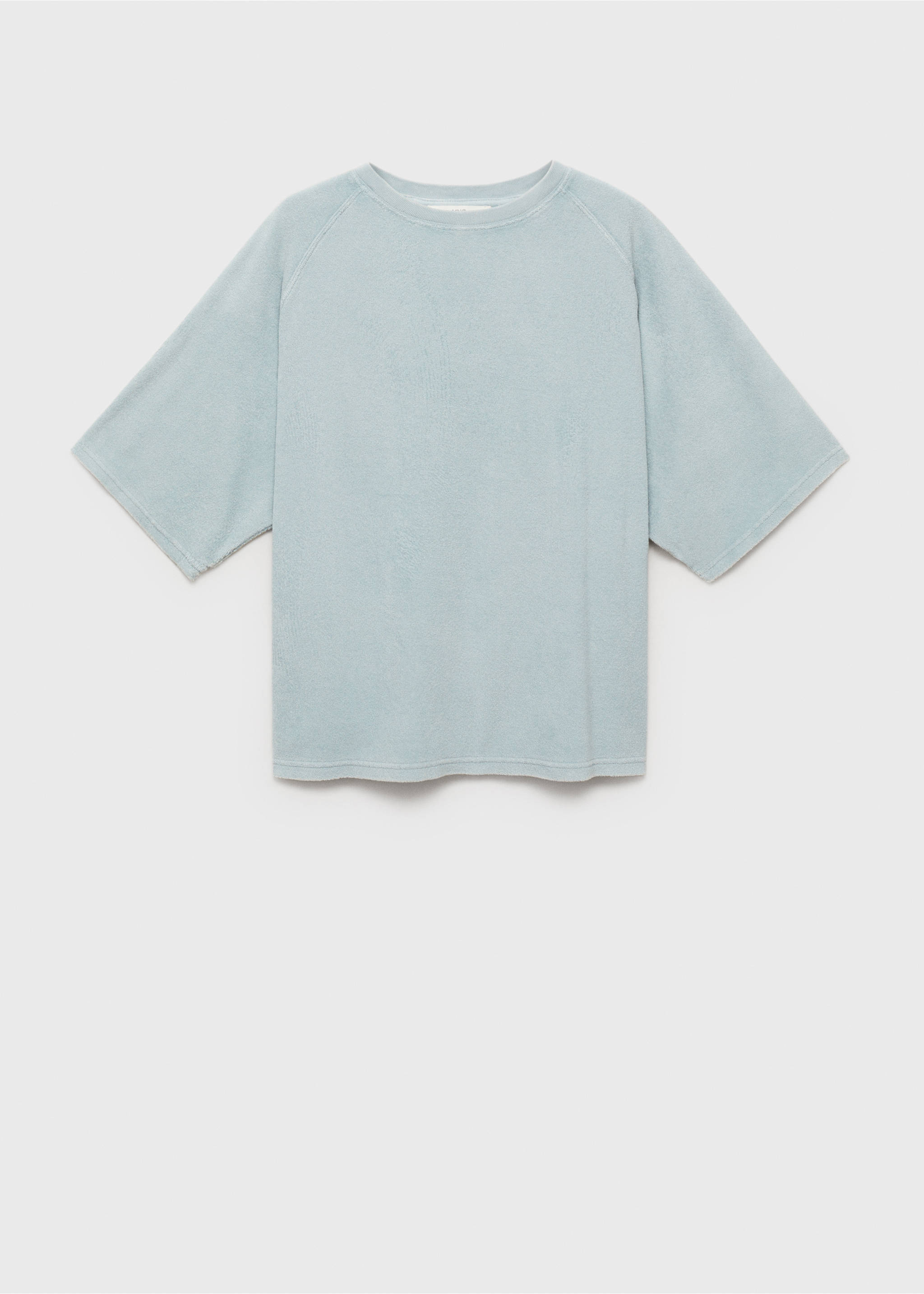 Overdyed terry cotton t-shirt - Article without model, Mint Green. Ref: 87083652-00.