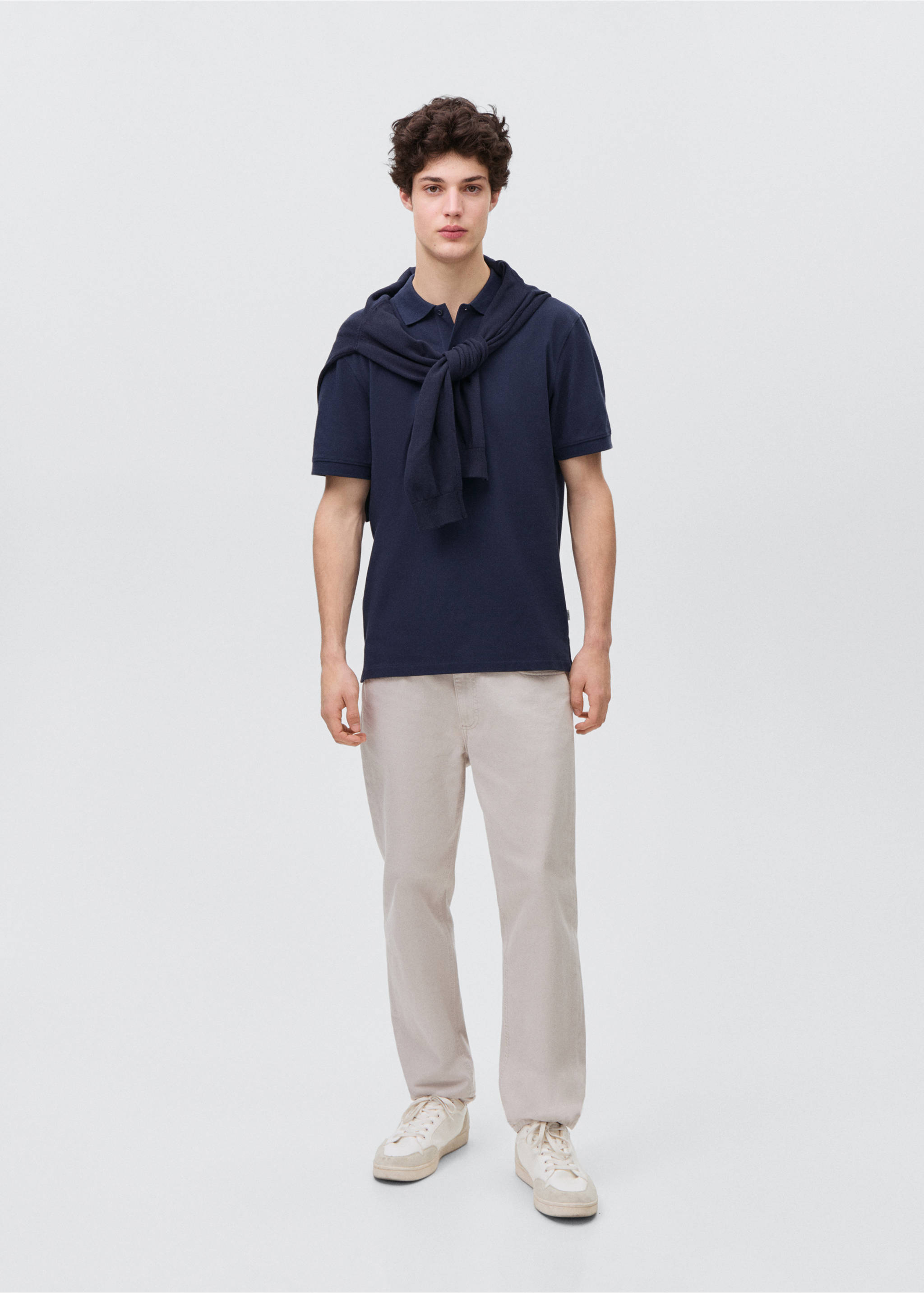 Polo cotó piqué - Pla general, Blau marí fosc. Ref: 87083653-00.