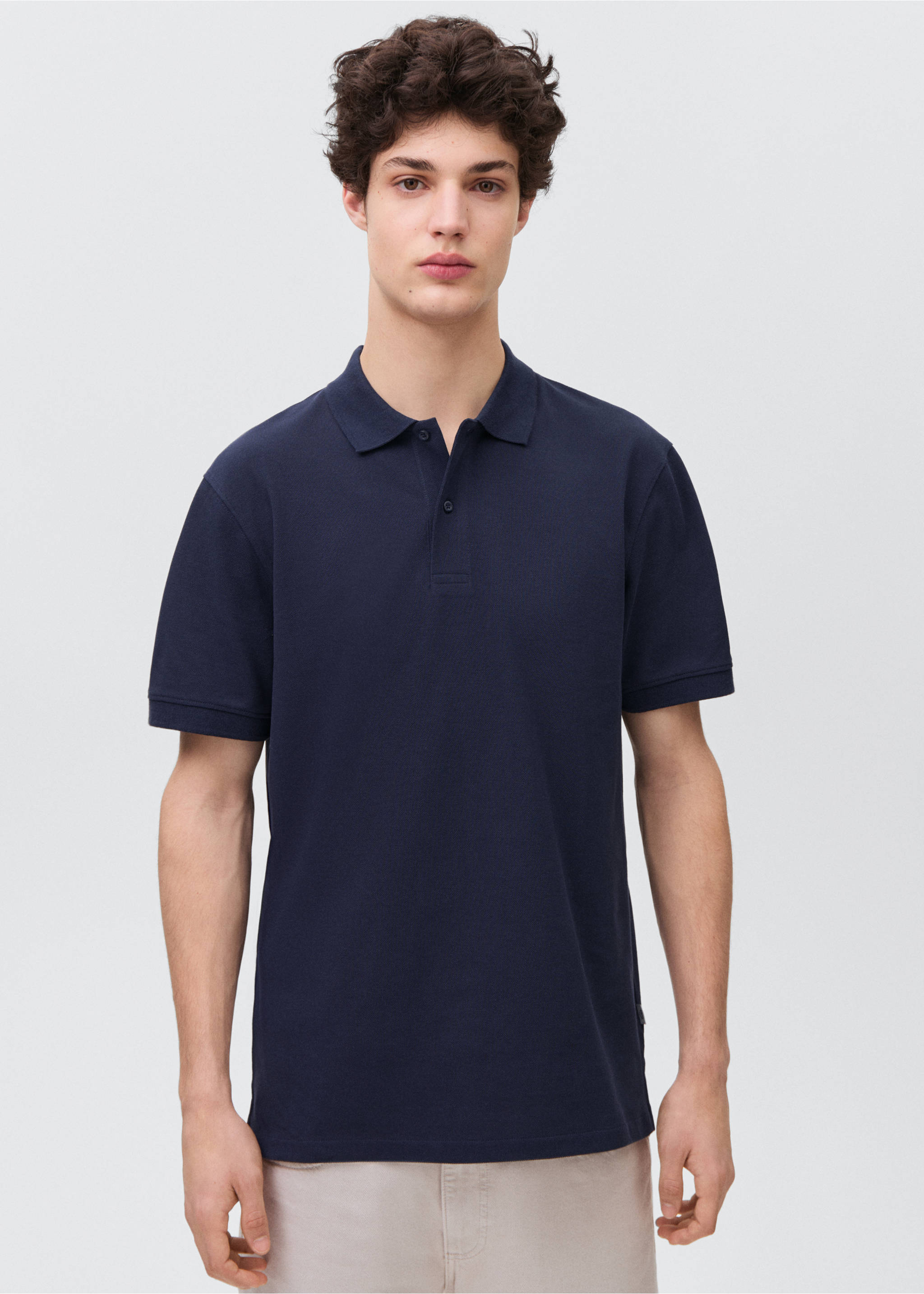 Polo cotó piqué - Pla mig, Blau marí fosc. Ref: 87083653-00.