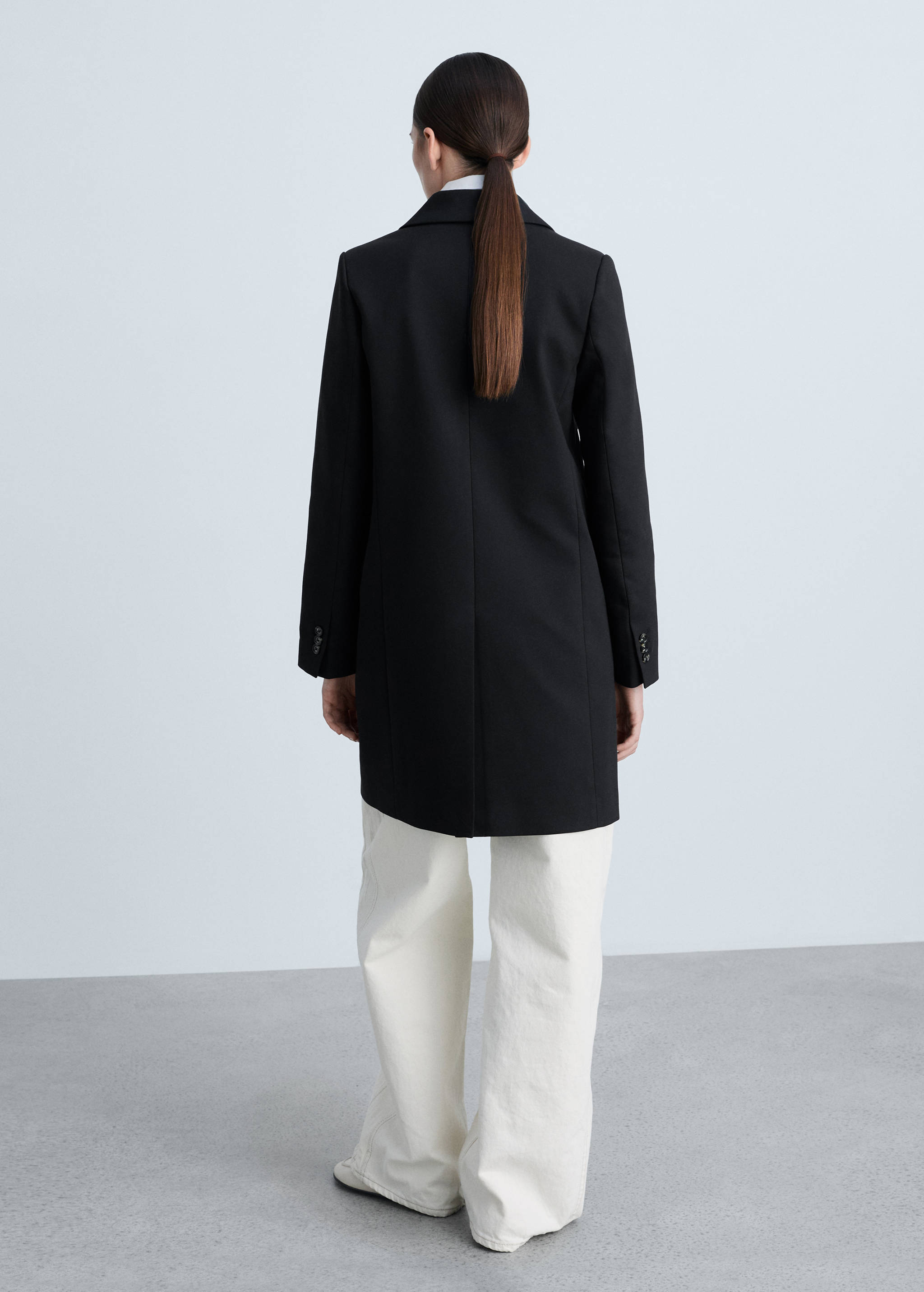 Βαμβακερό μίντι φόρεμα με κουμπιά - Πίσω όψη προϊόντος