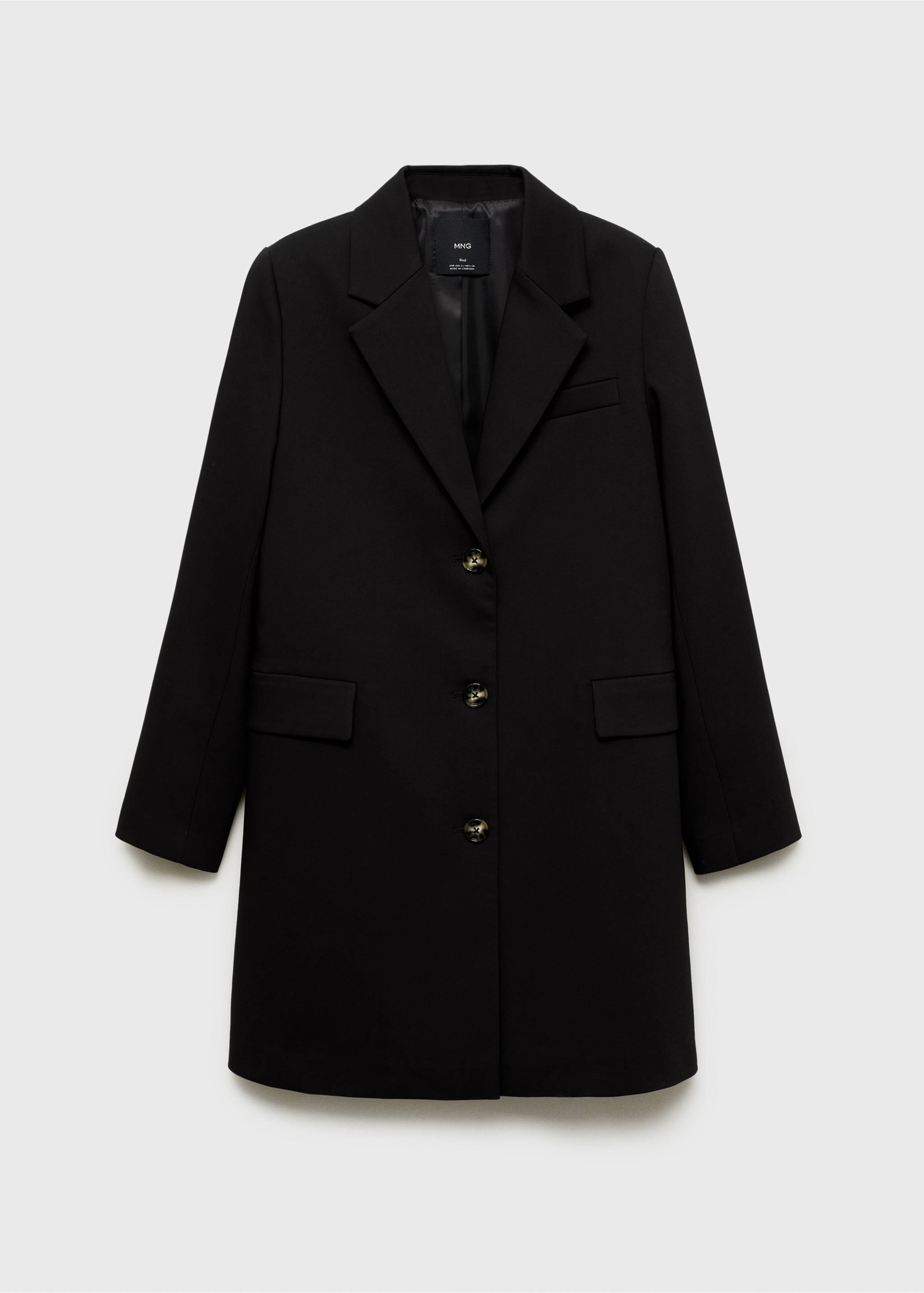 Cotton midi-coat with buttons - Article without model, Black. Ref: 87084062-00.