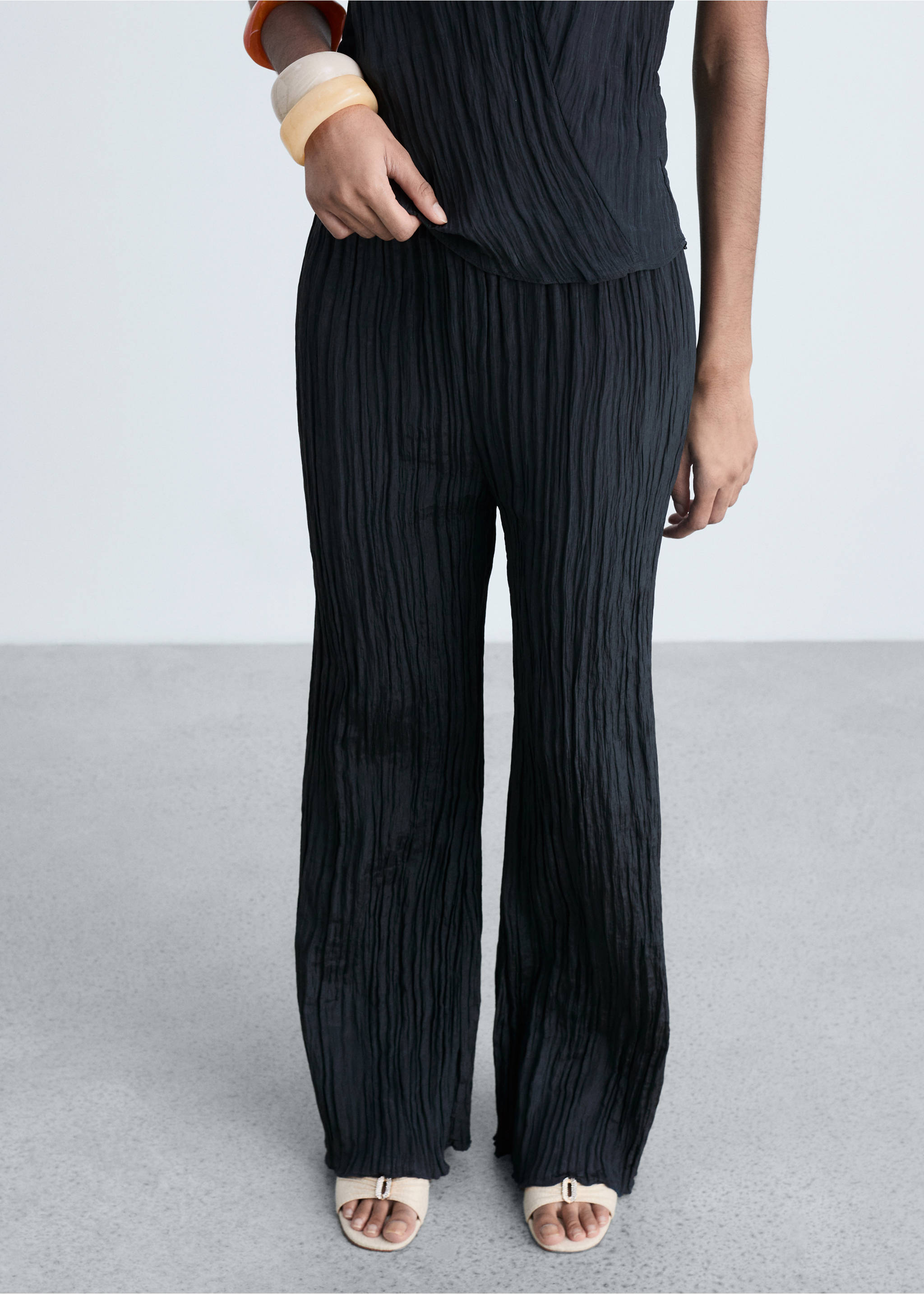 Pleated straight trousers - Medium plane, Blue. Ref: 87084064-00.