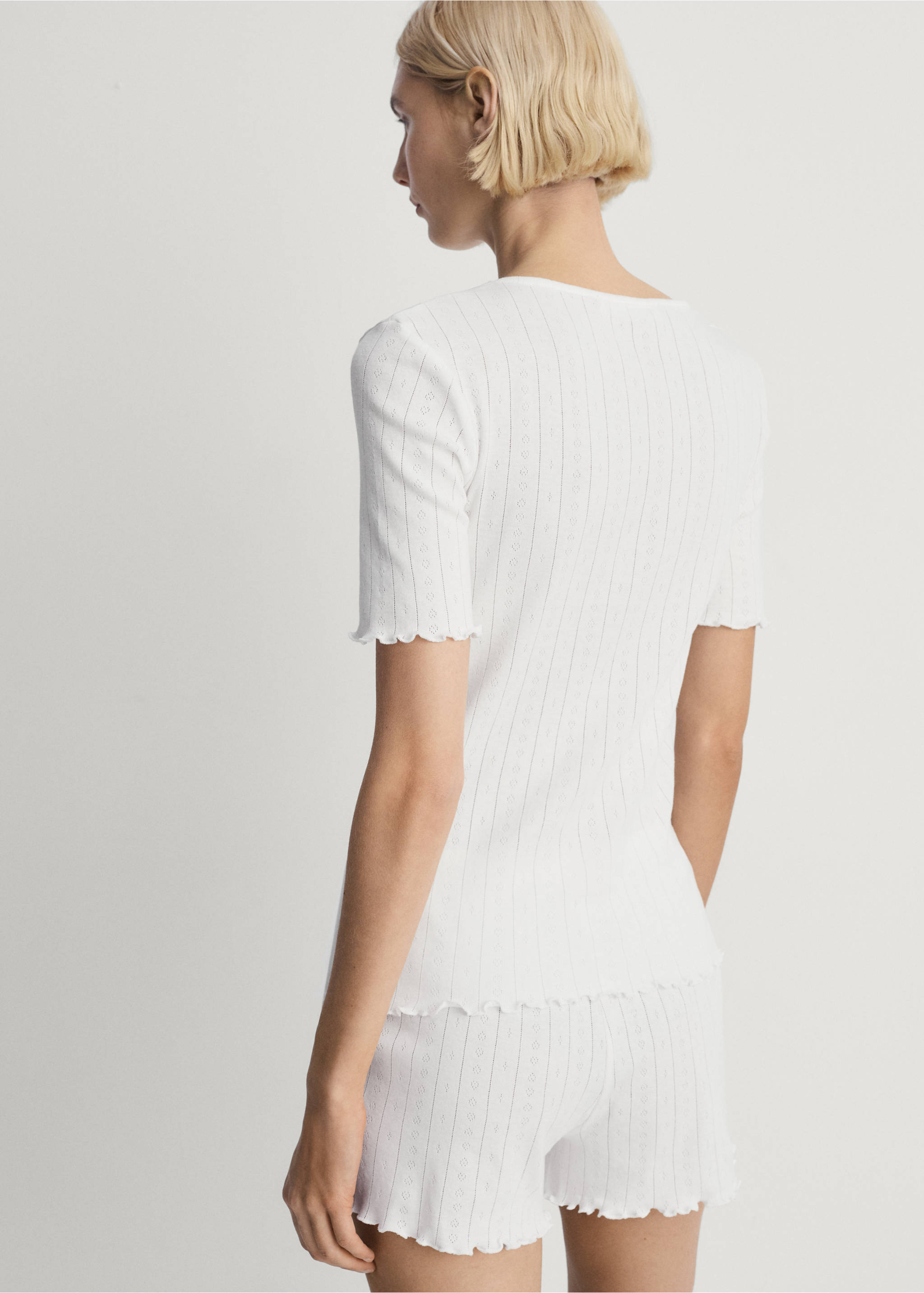 Unstitched cotton pyjama top - Reverse of the article, White. Ref: 87084065-00.