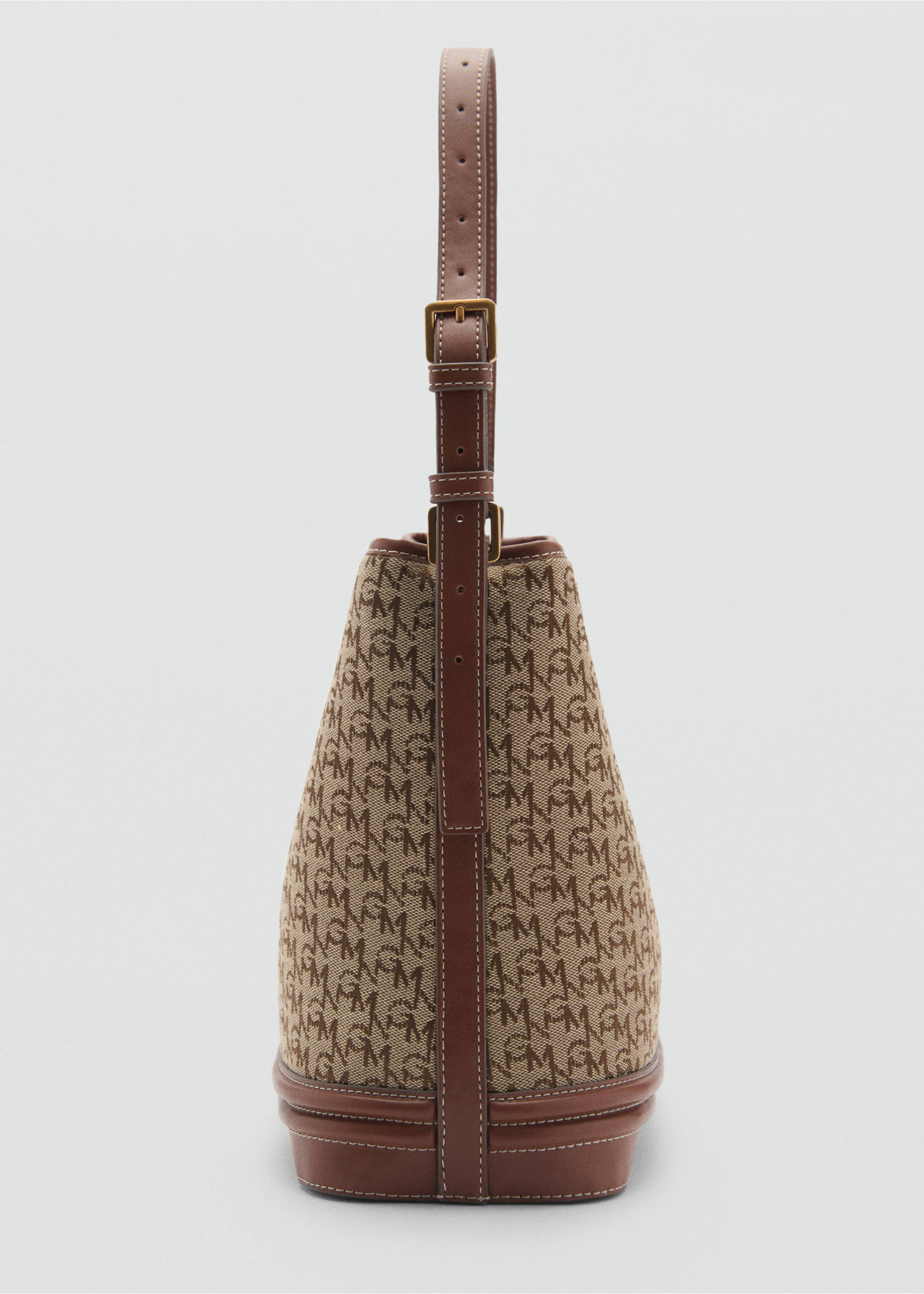 Shopper bag with printed logo - Details of the article 1, Brown. Ref: 87084066-00.