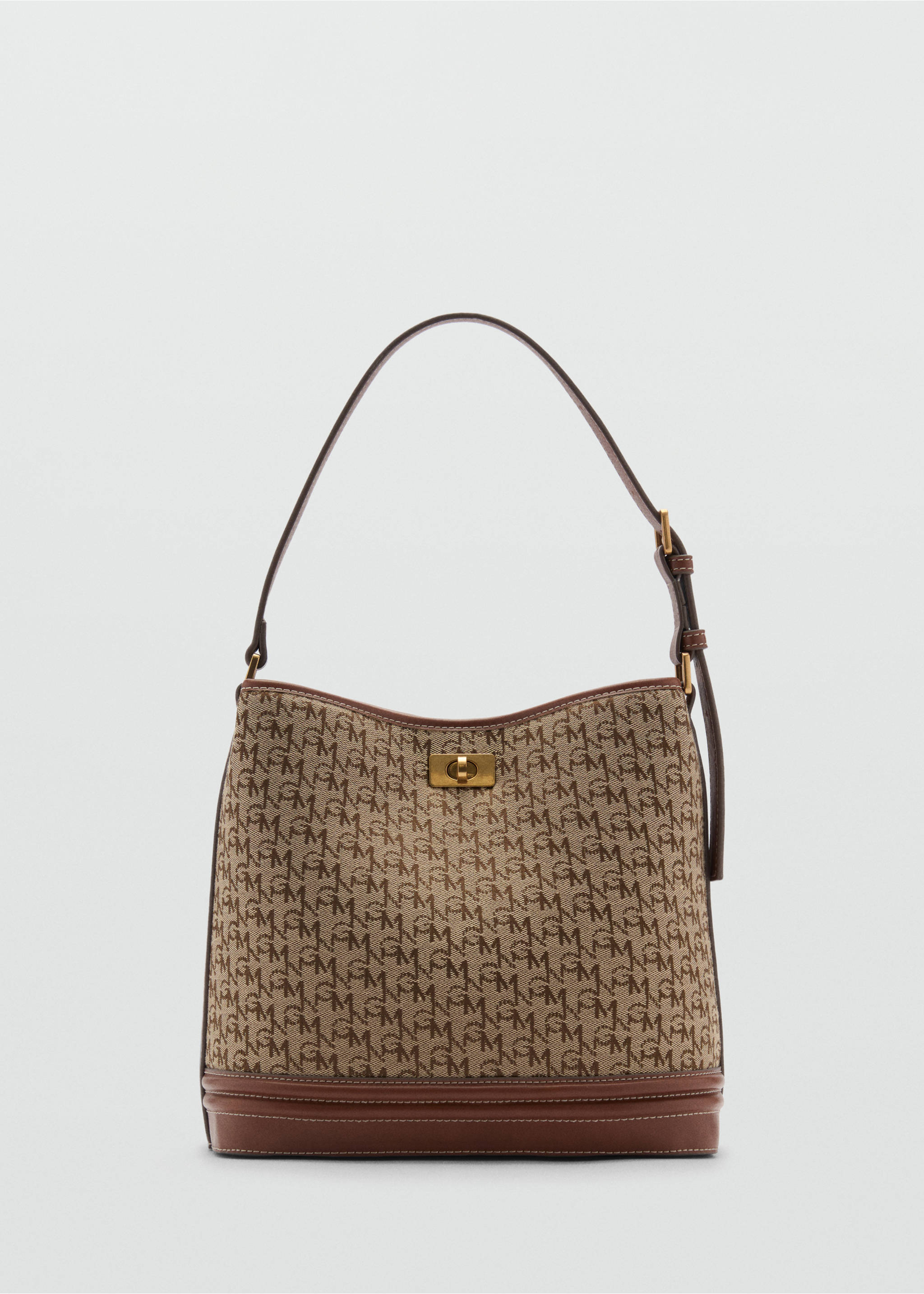 Shopper bag with printed logo - Article without model, Brown. Ref: 87084066-00.