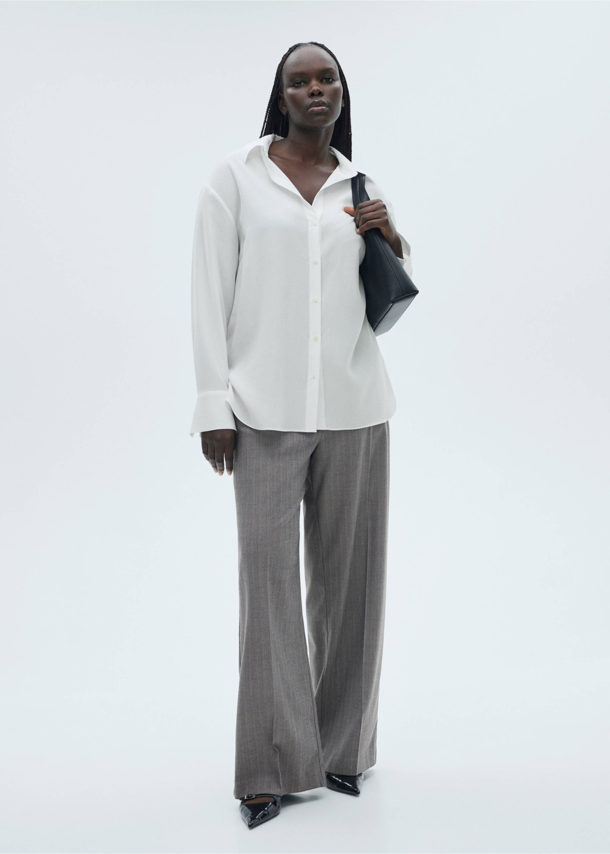 Lyocell fluid shirt - Details of the article 3, Off White. Ref: 87084067-00.