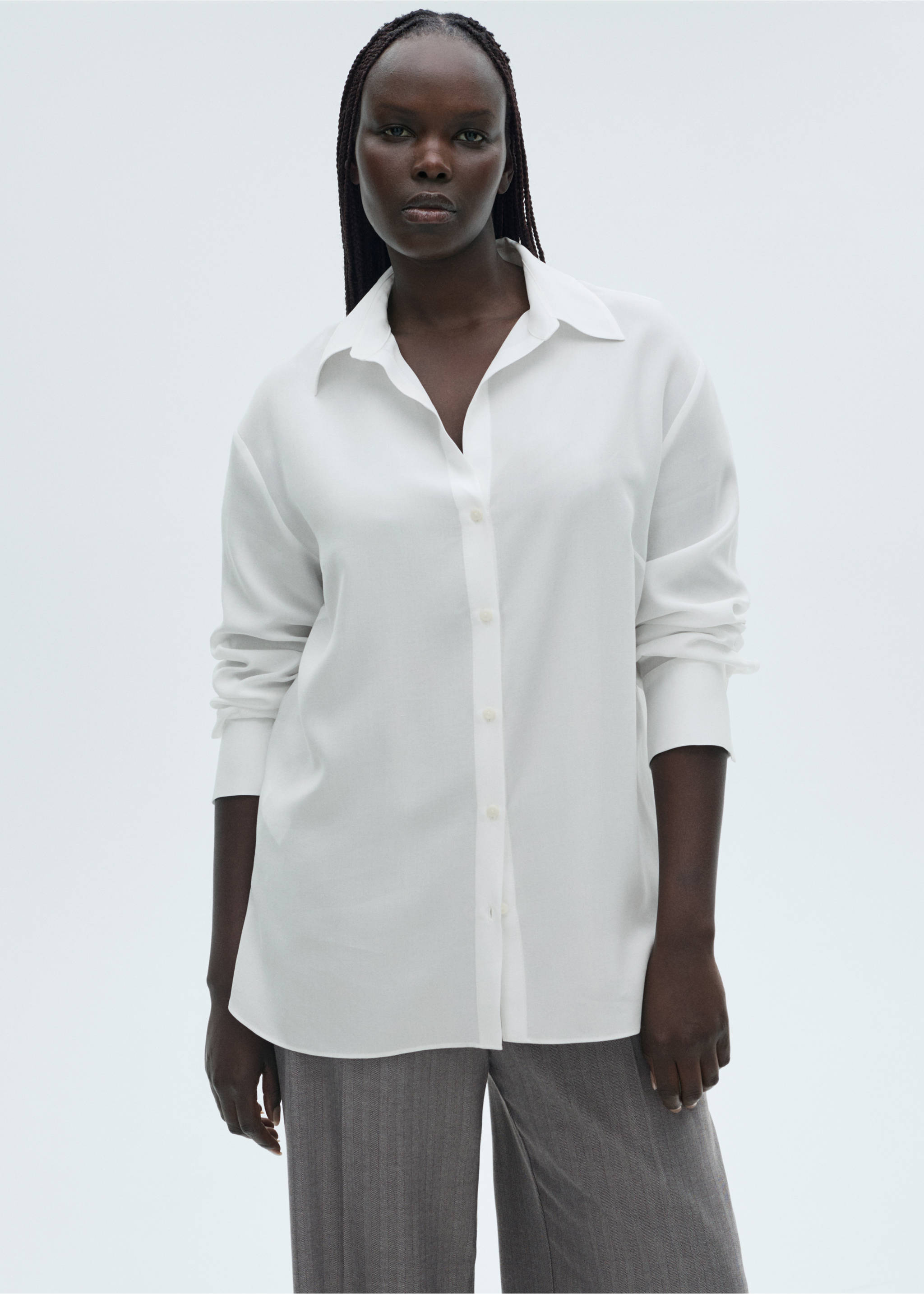 Lyocell fluid shirt - Details of the article 5, Off White. Ref: 87084067-00.