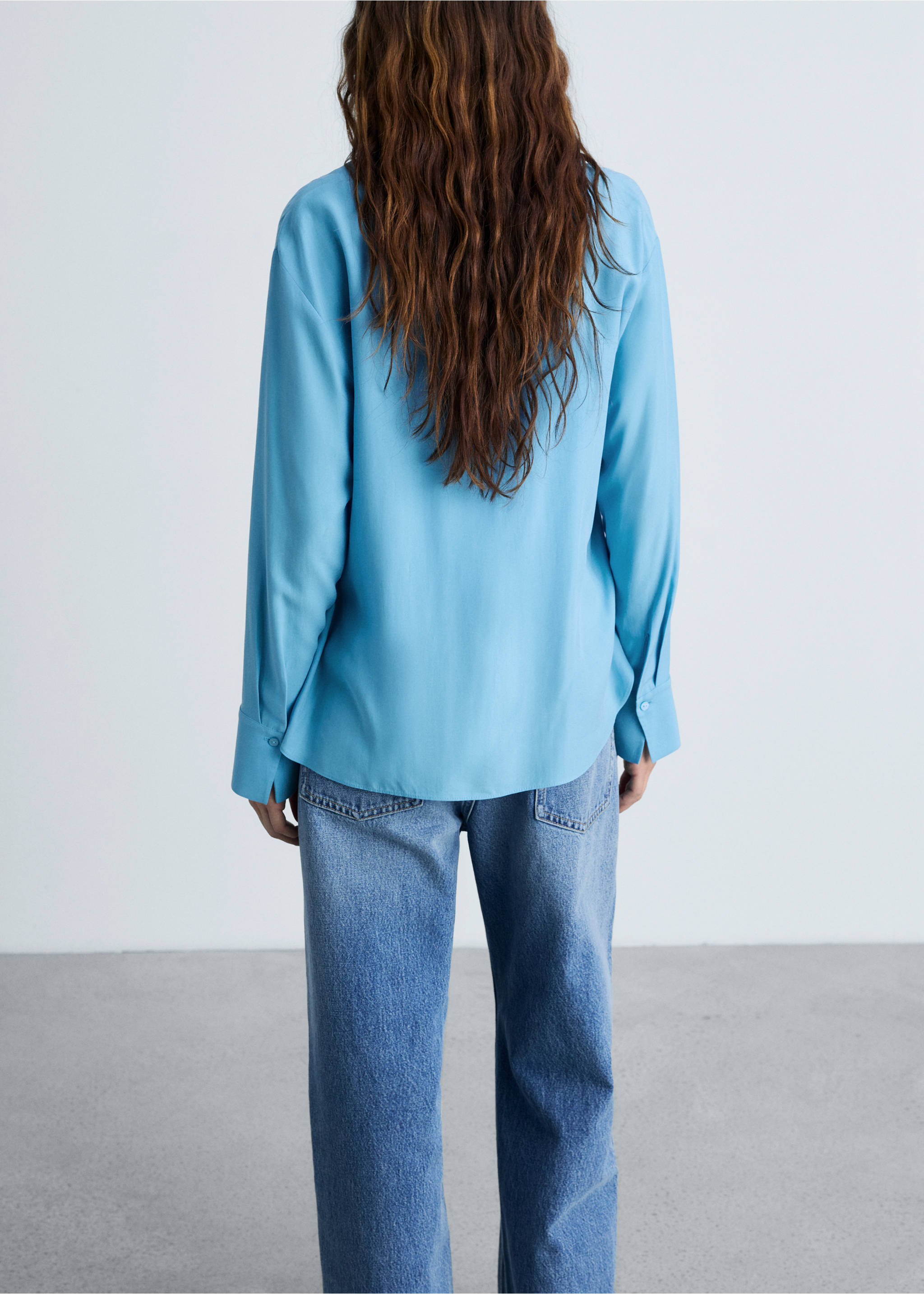 Lyocell fluid shirt - Reverse of the article, Blue. Ref: 87084067-00.