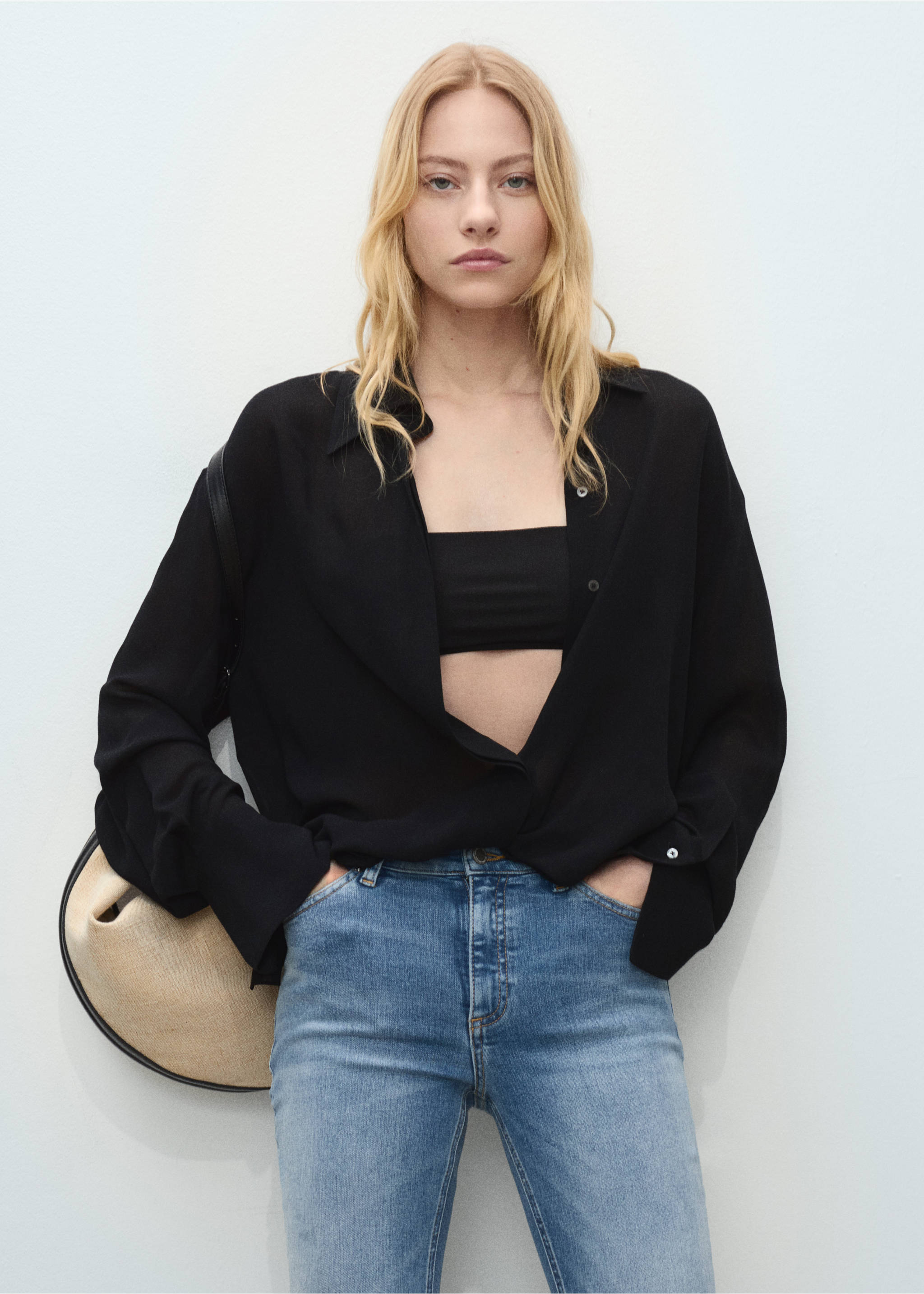 Középmagas derekú skinny farmer - A termék adatai 1, Közepes kék. Ref: 87084069-00.