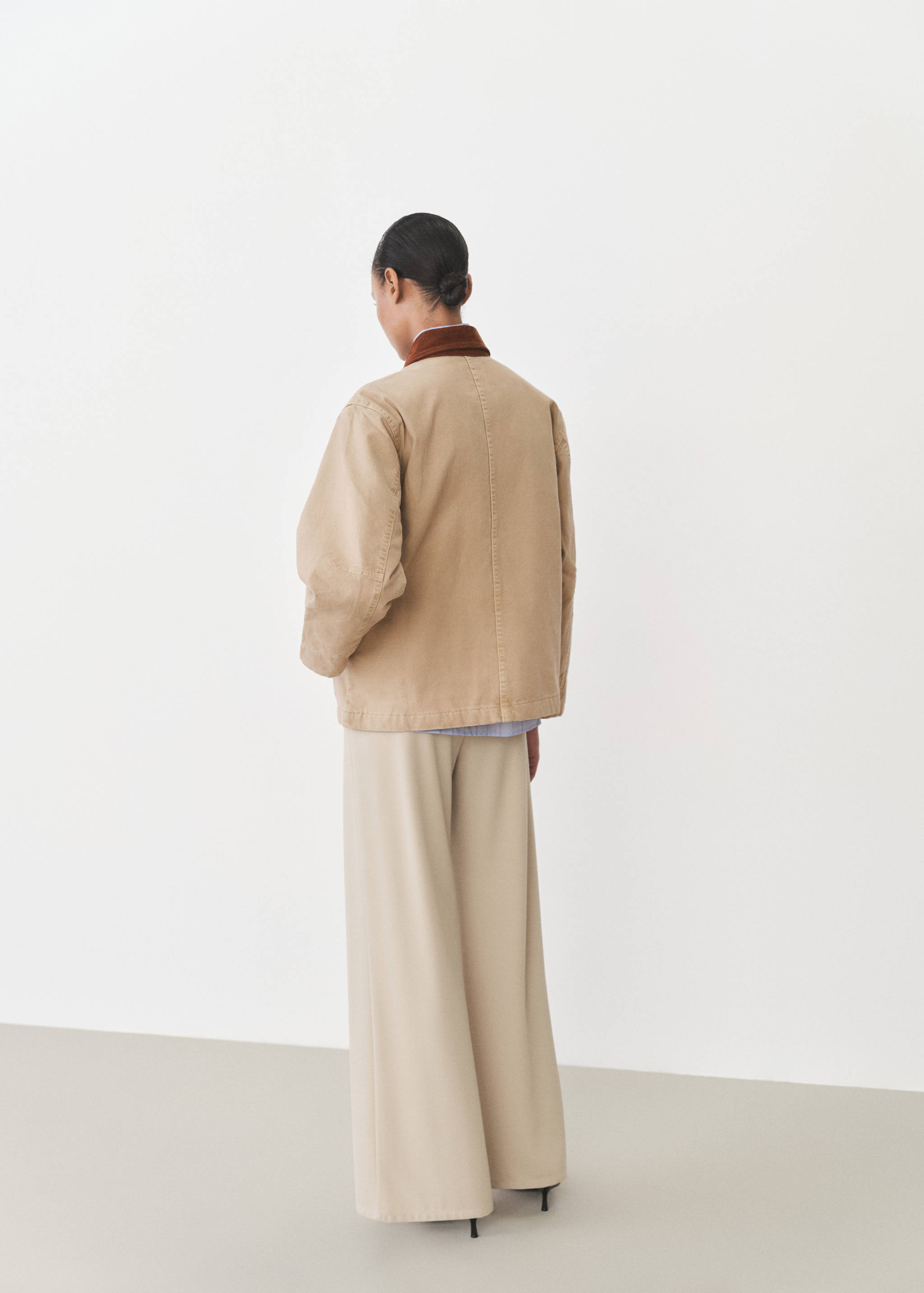 Parka en jean col contrasté - Verso de l’article