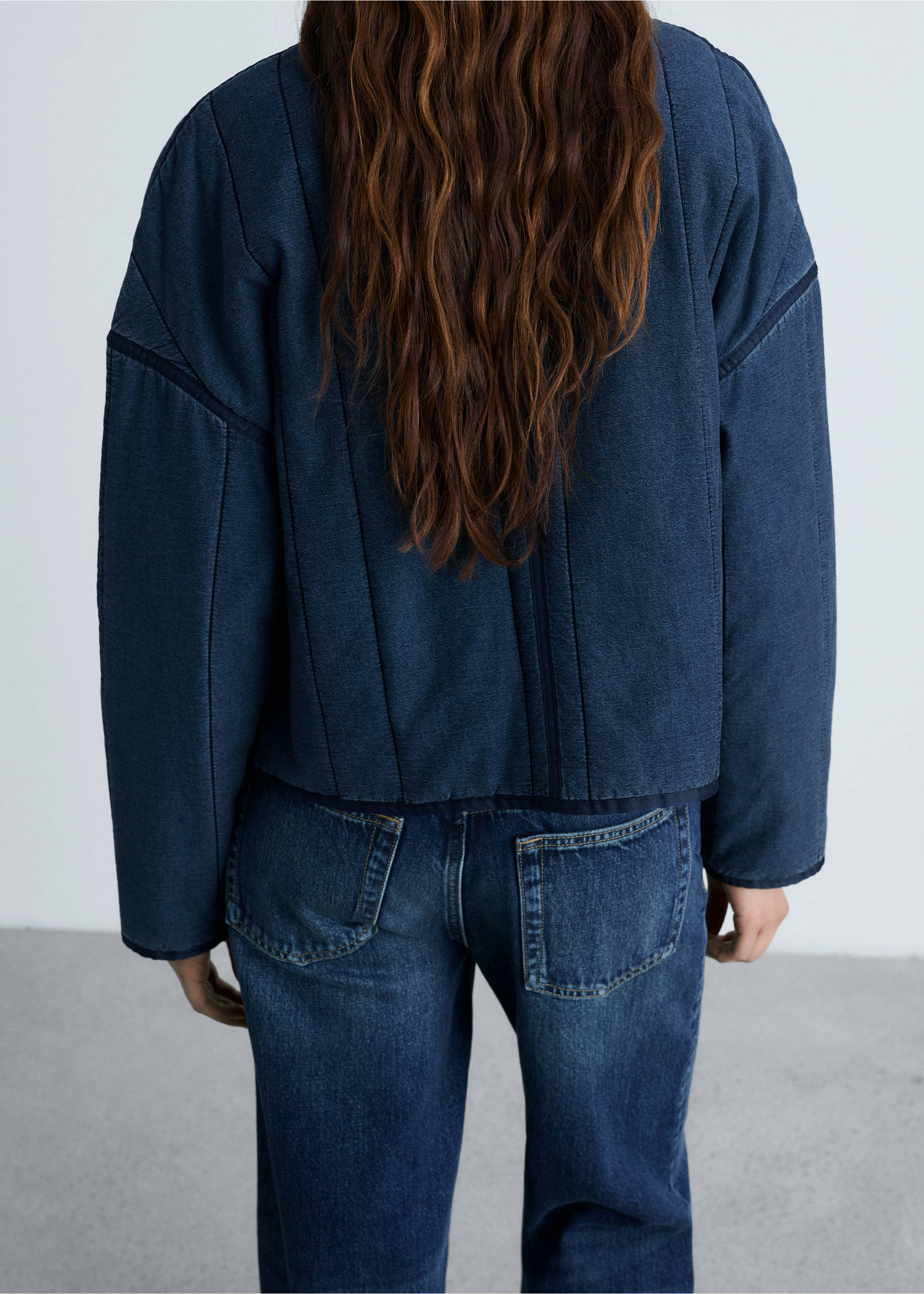 Quilted bomber jacket - Reverse of the article, Dark Blue. Ref: 87084072-00.