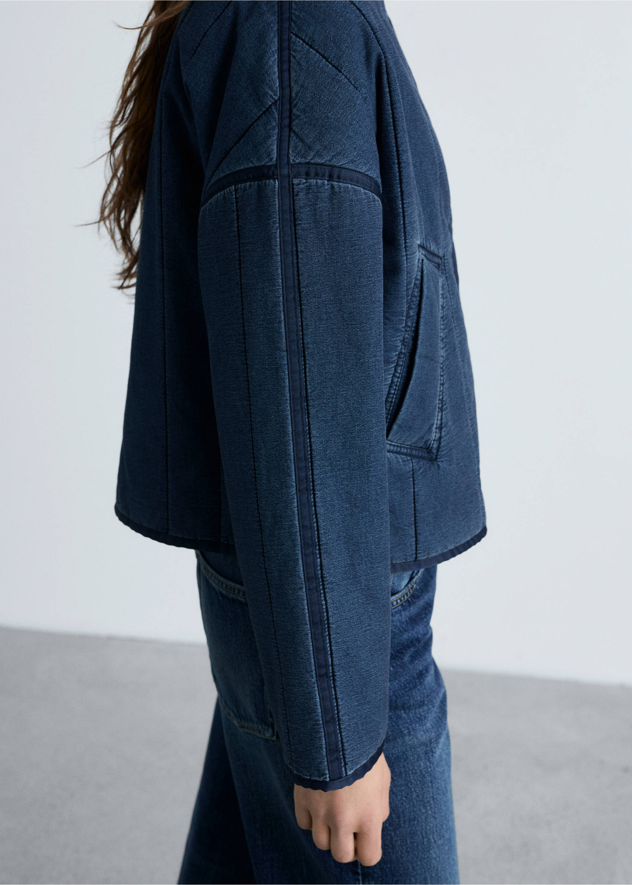 Quilted bomber jacket - Details of the article 3, Dark Blue. Ref: 87084072-00.