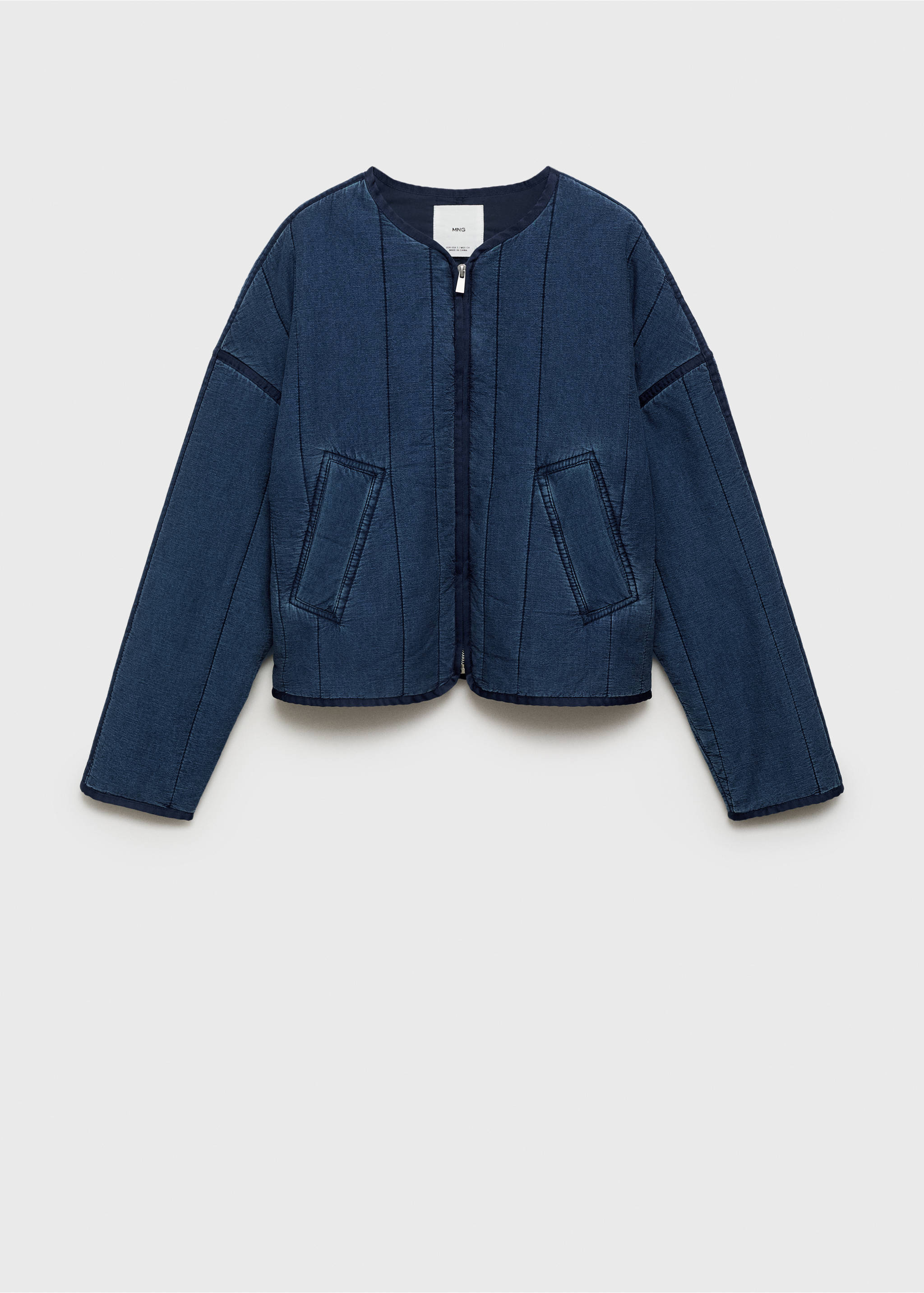 Quilted bomber jacket - Article without model, Dark Blue. Ref: 87084072-00.