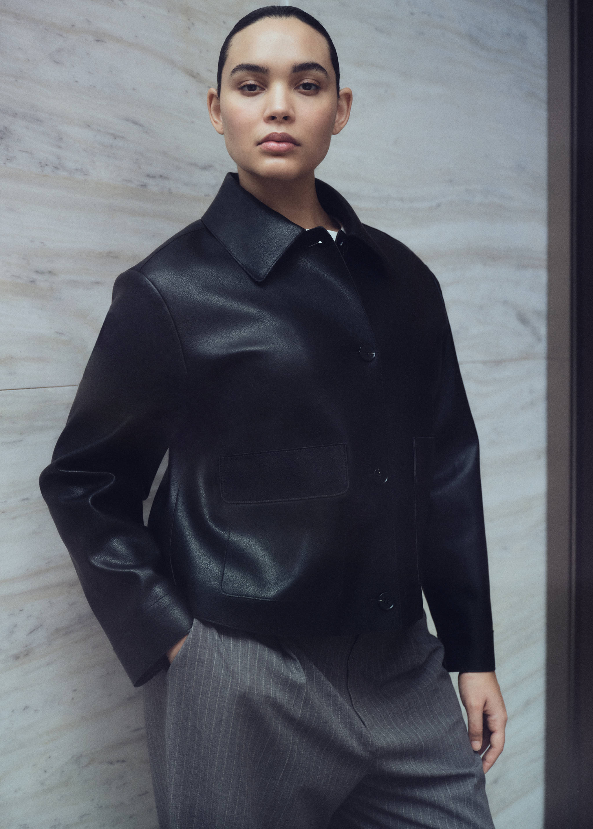 Chaqueta efecto piel bolsillos - Detalle del artículo 9