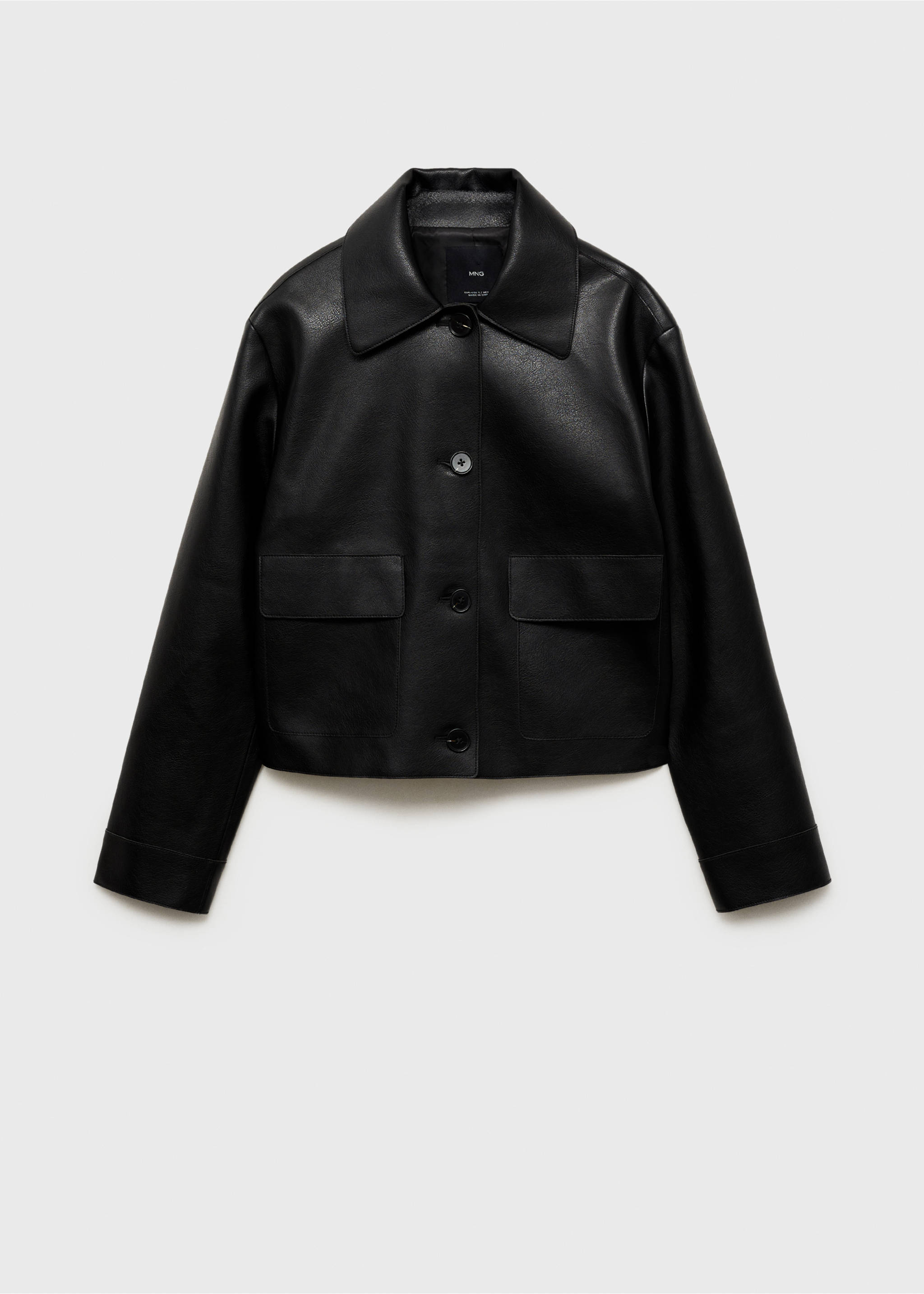 Faux-leather jacket with pockets - Article without model, Black. Ref: 87084073-00.