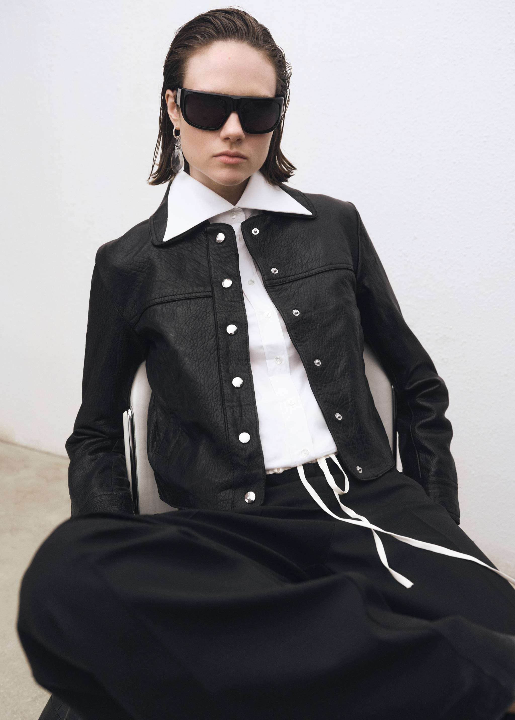 Τζάκετ δερμάτινο με γιακά - Μεσαίο πλάνο