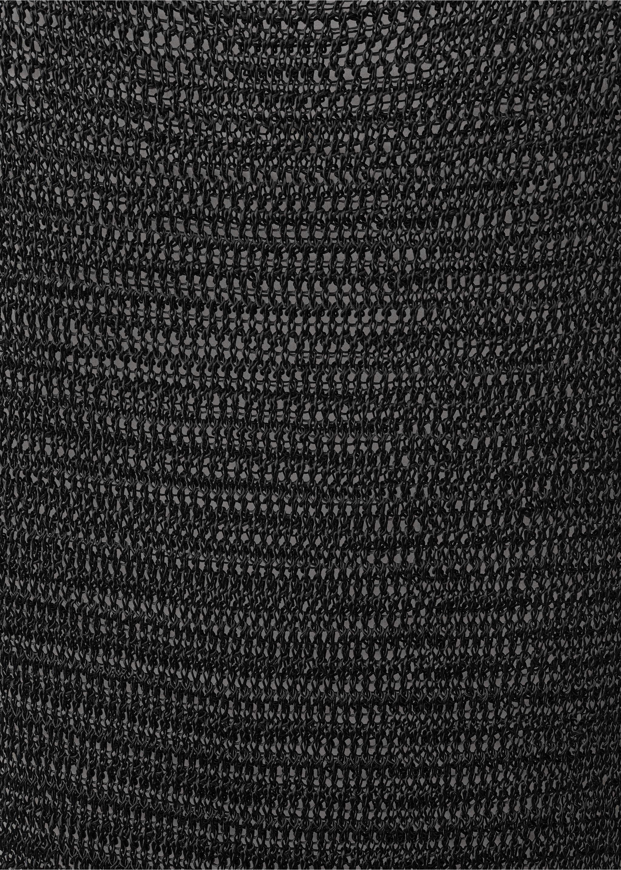 Openwork knit dress with fringes - Details of the article 0, Black. Ref: 87084081-00.
