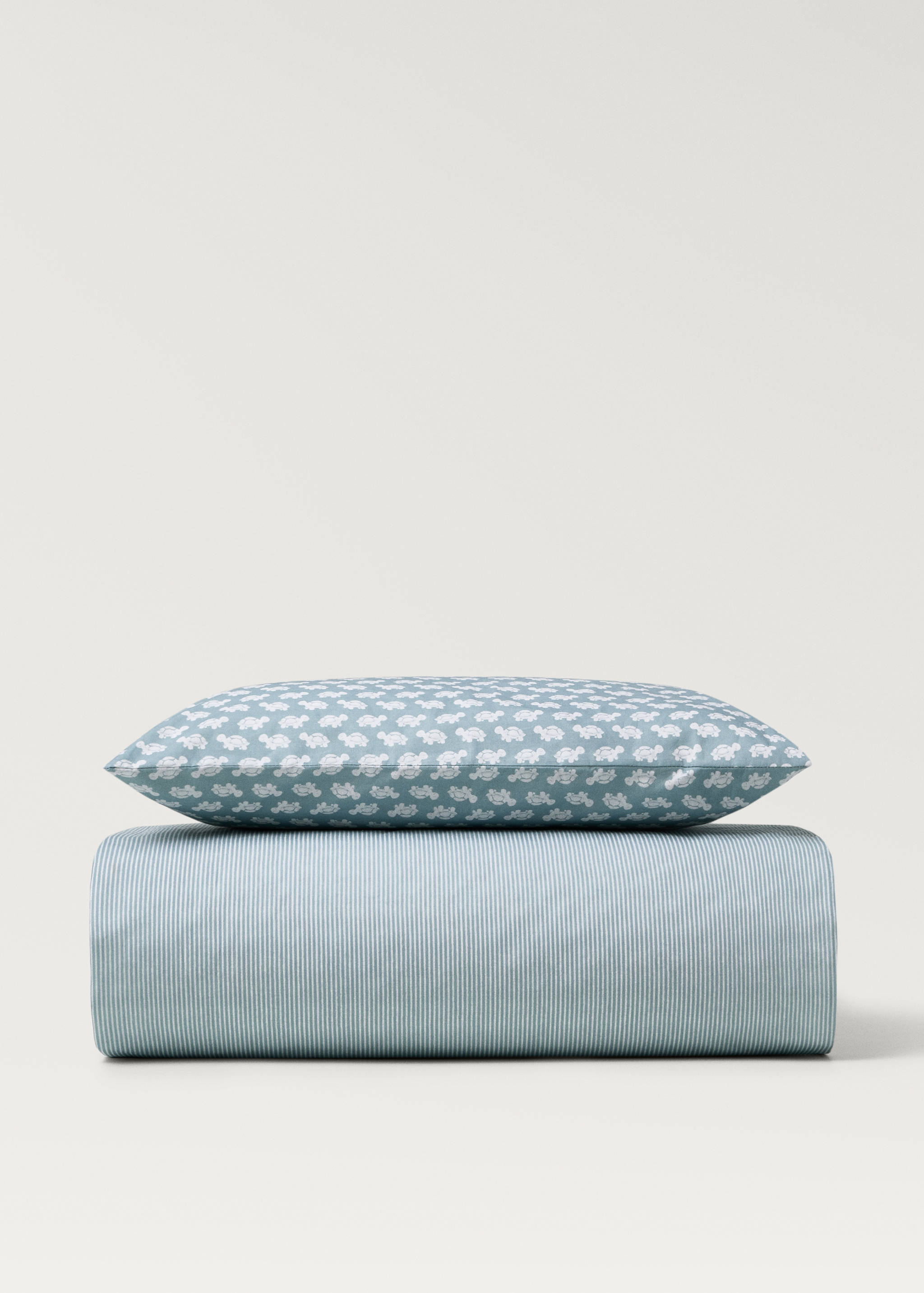 Cotton percale reversible duvet cover for cot - Details of the article 1