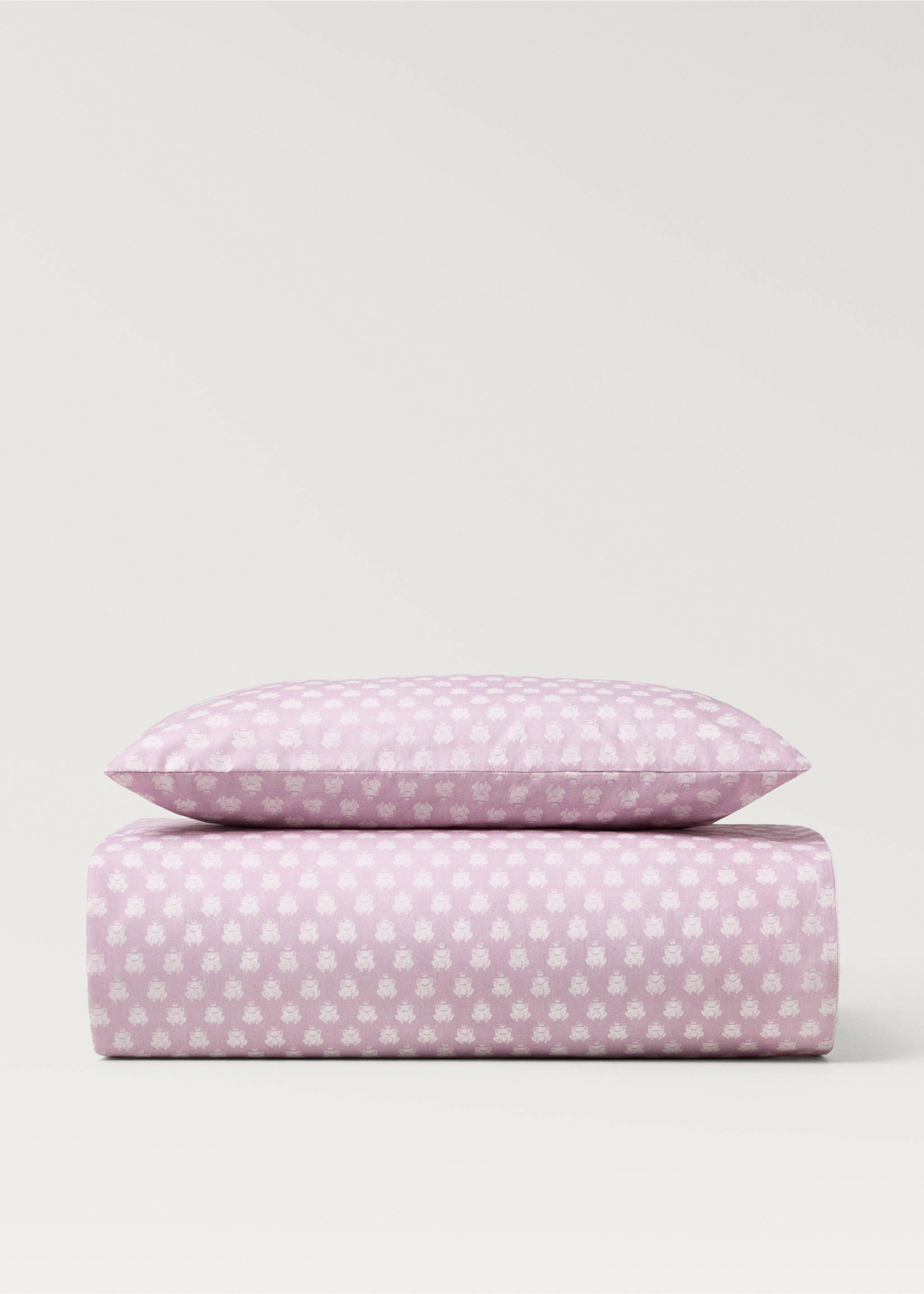 Cotton percale reversible duvet cover for cot - Article without model, Medium Pink. Ref: 87084088-00.