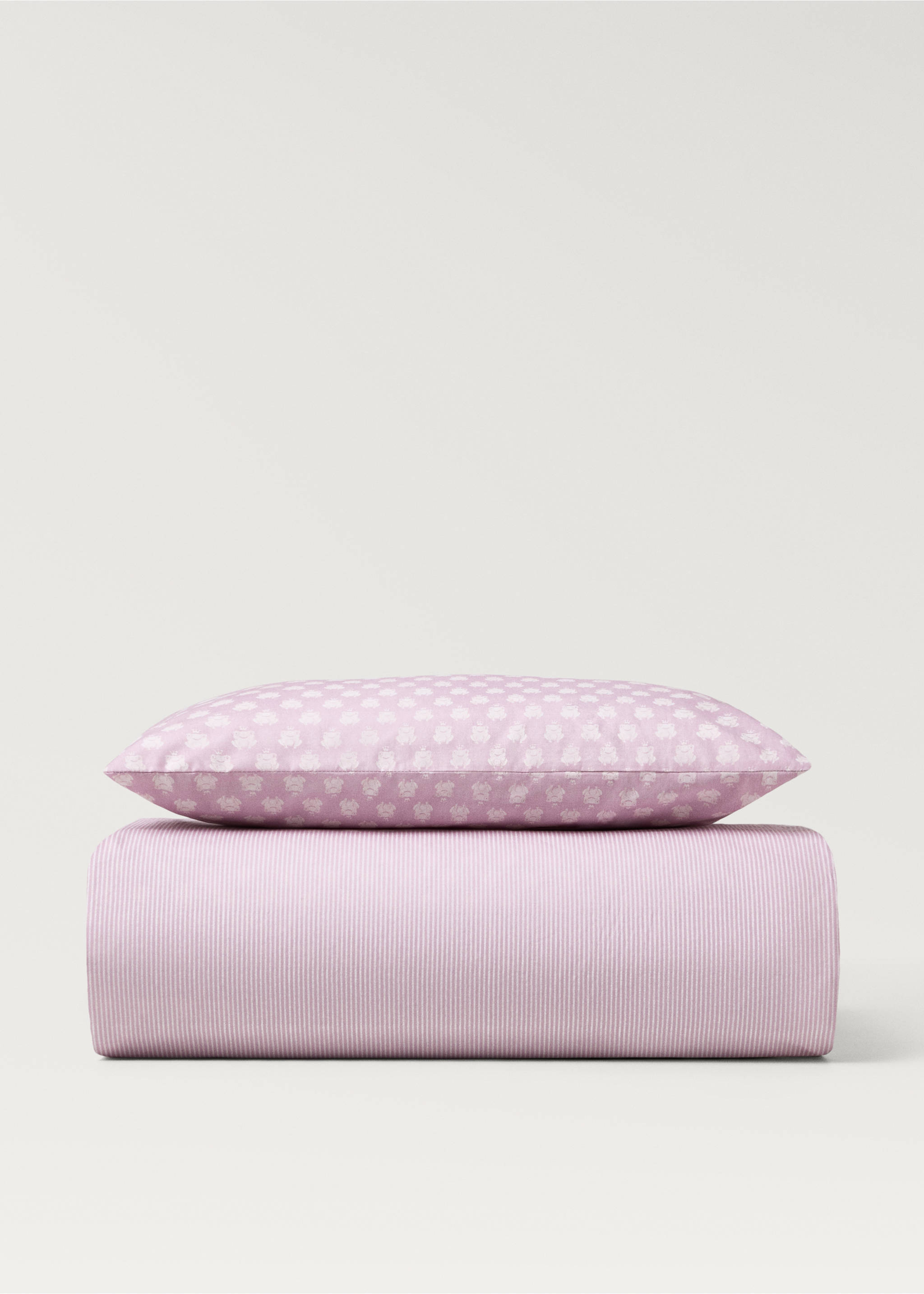 Cotton percale reversible duvet cover for cot - Details of the article 1, Medium Pink. Ref: 87084088-00.