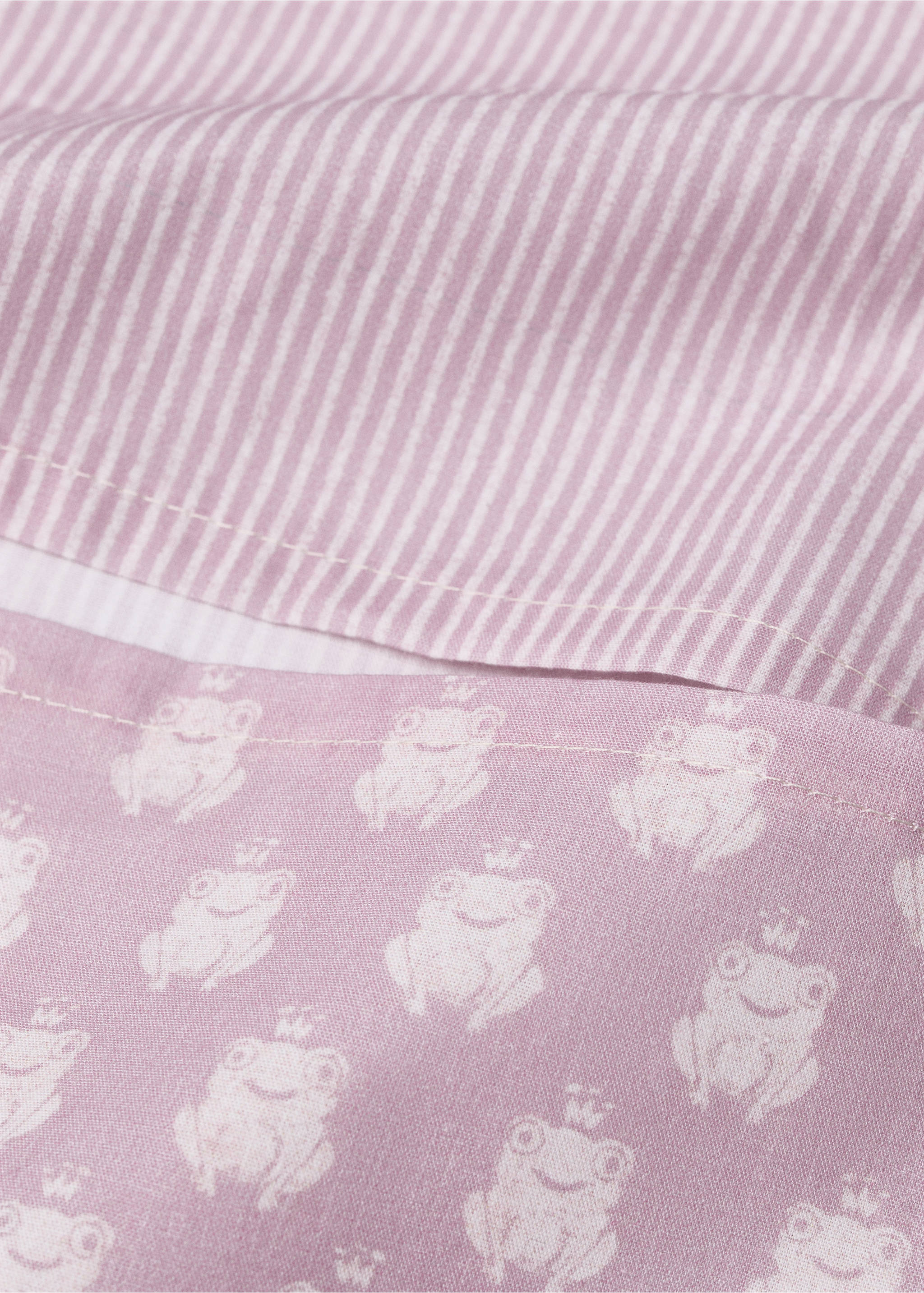 Cotton percale reversible duvet cover for cot - Details of the article 3, Medium Pink. Ref: 87084088-00.