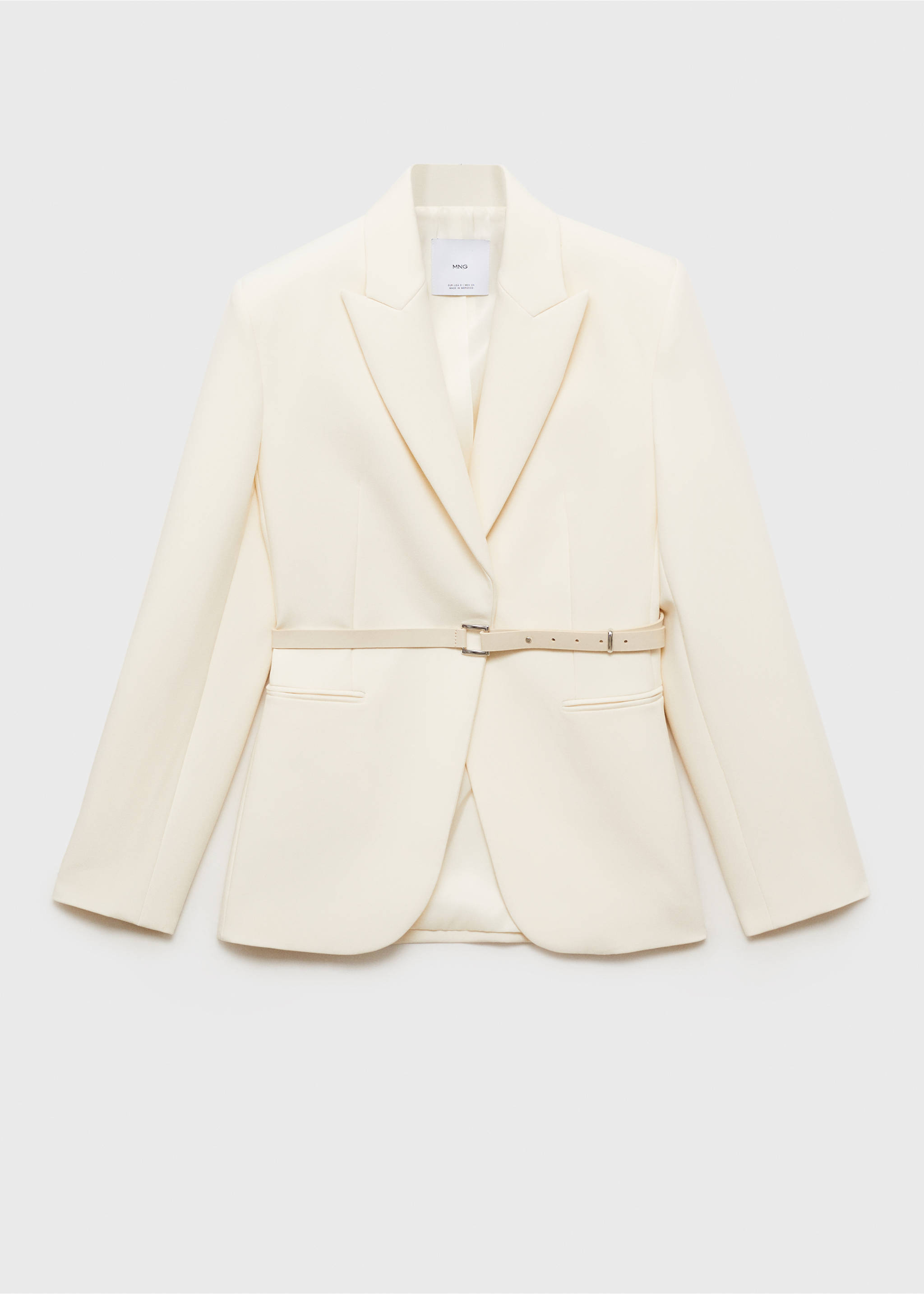 Strukturierter Blazer mit Gürtel - Artikel ohne Model, Ecru. Ref: 87084093-00.