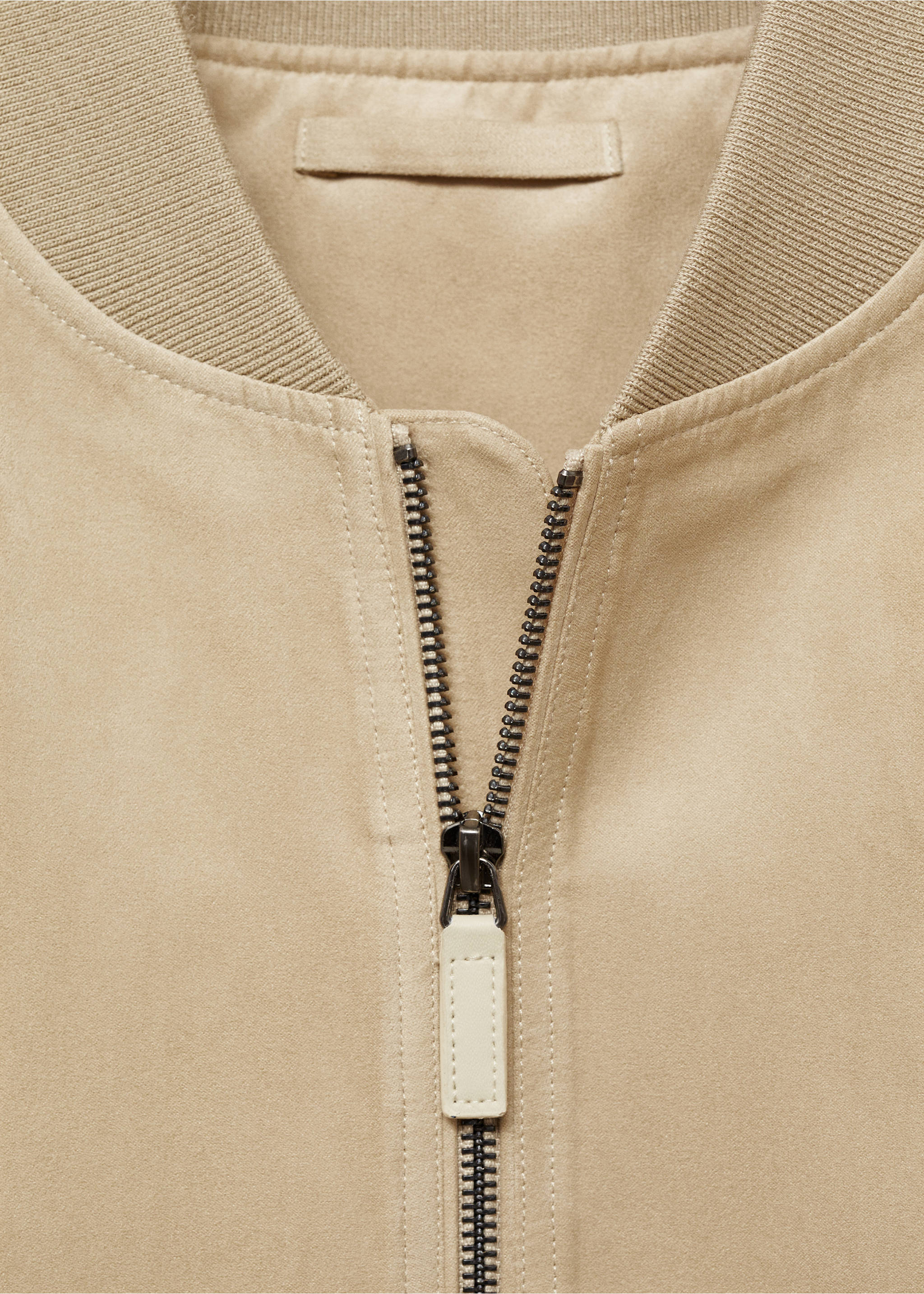 Suede-effect bomber jacket - Details of the article 8, Ecru. Ref: 87084386-00.