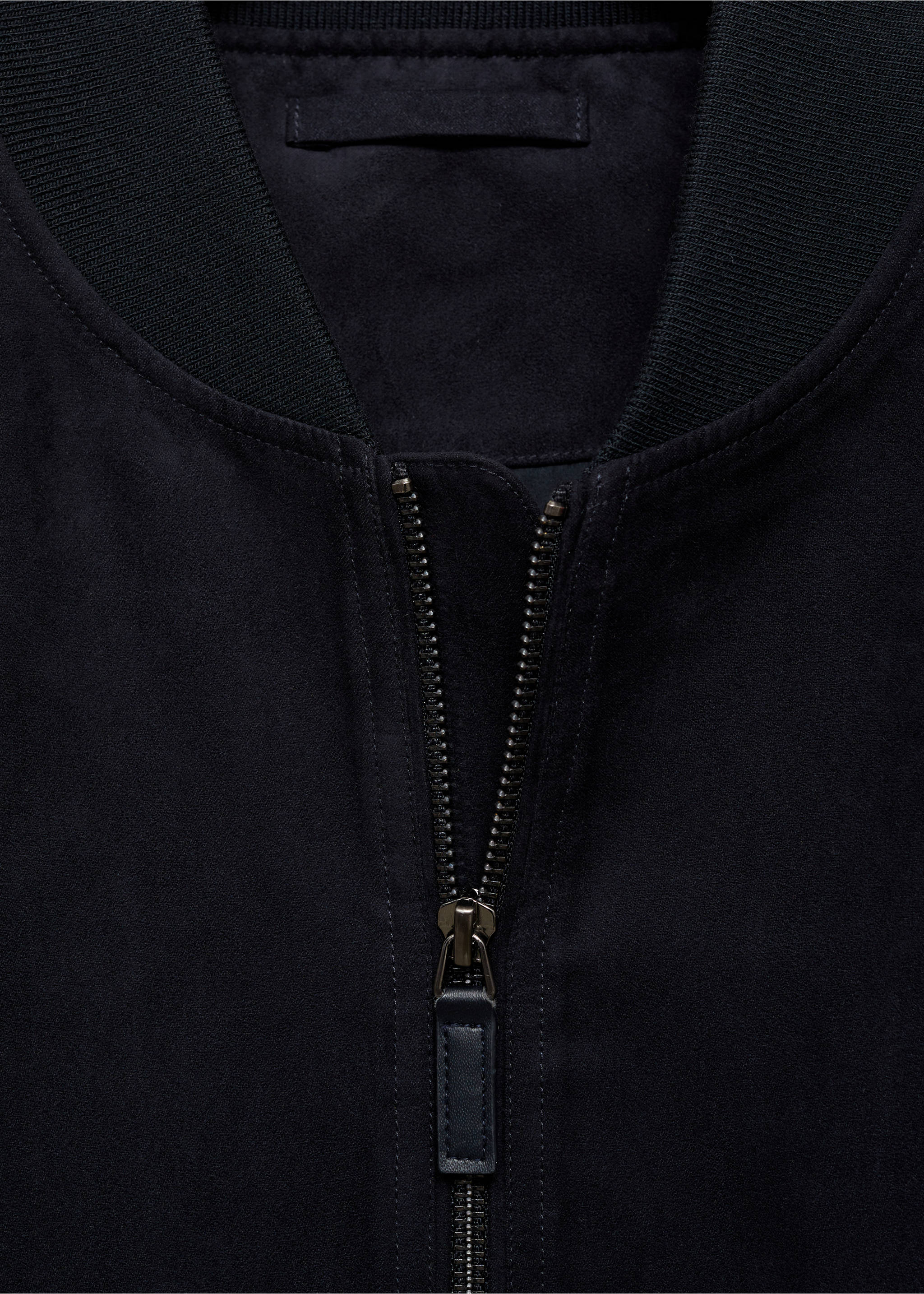 Suede-effect bomber jacket - Details of the article 8, Night Blue. Ref: 87084386-00.